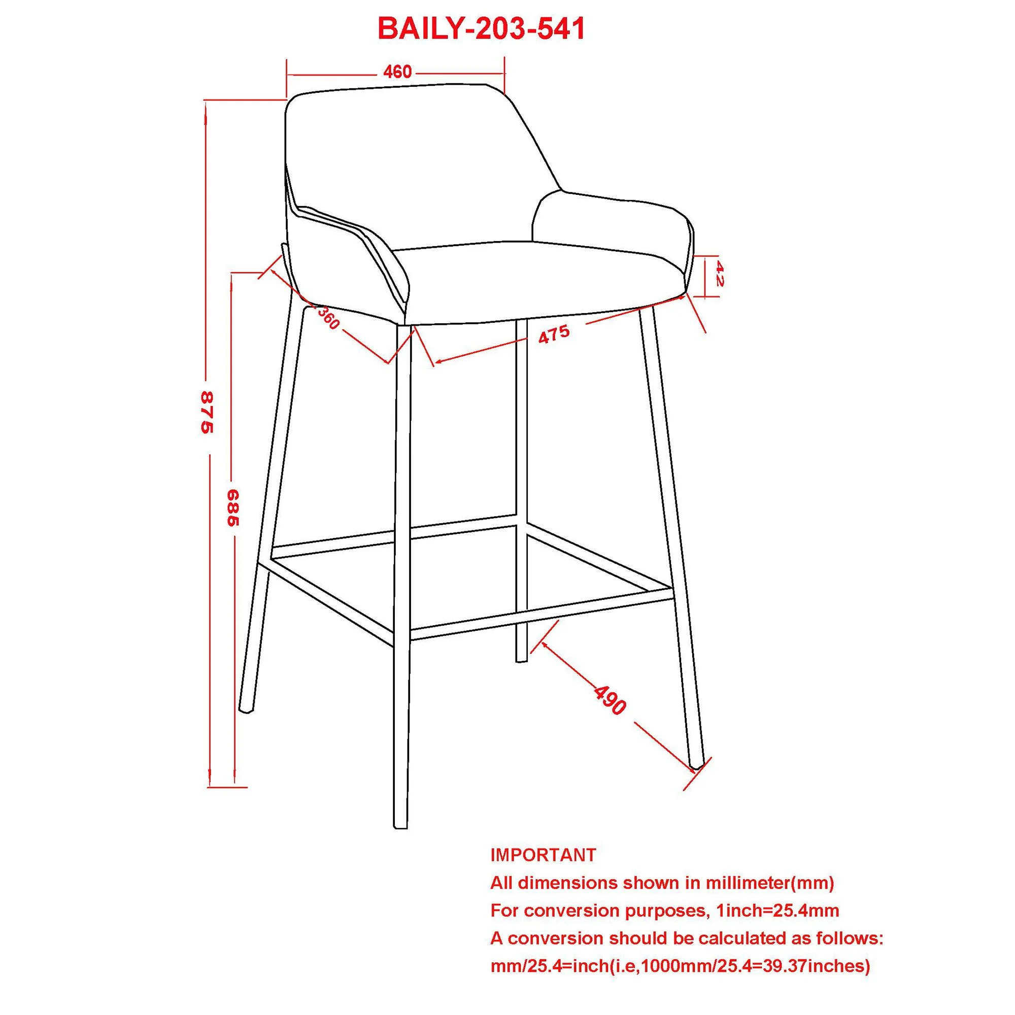 Baily 26" Counter Stool, set of 2, in Beige and Black - Image 8