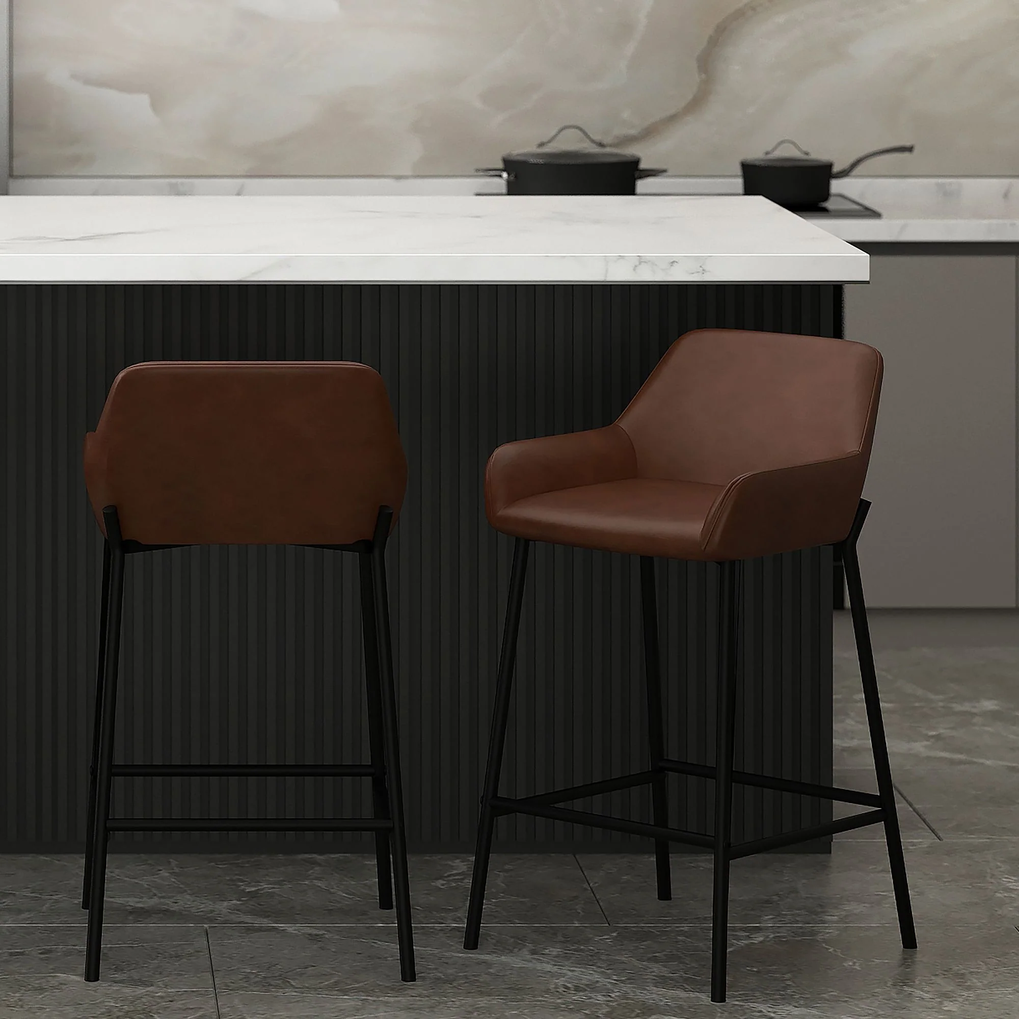 Baily 26" Counter Stool, set of 2, in Brown and Black - Image 2