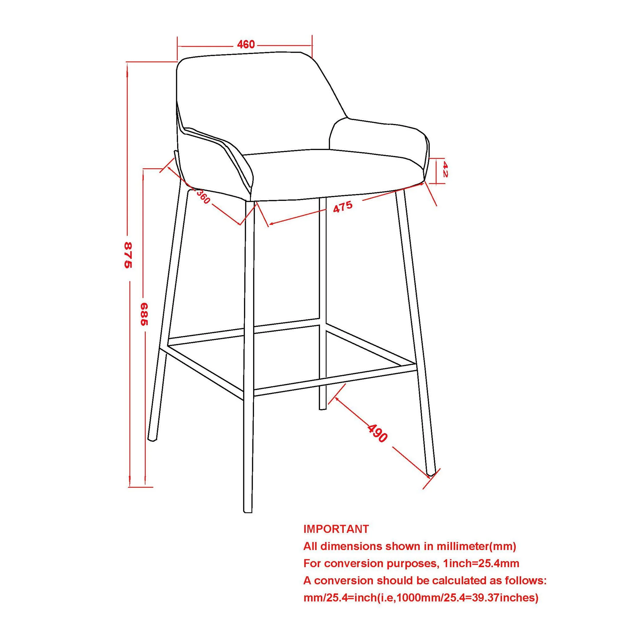 Baily 26" Counter Stool, set of 2, in Brown and Black - Image 8