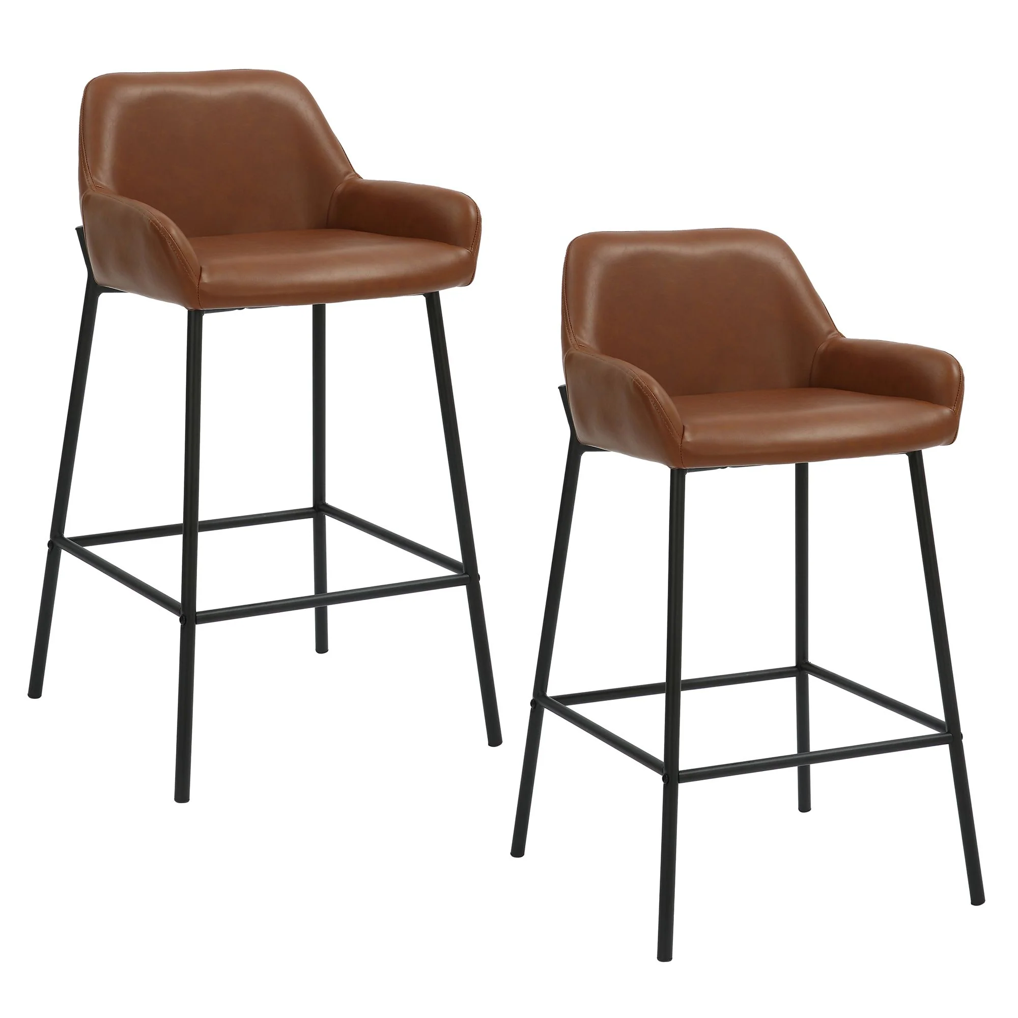 Baily 26" Counter Stool, set of 2, in Saddle and Black - Image 7