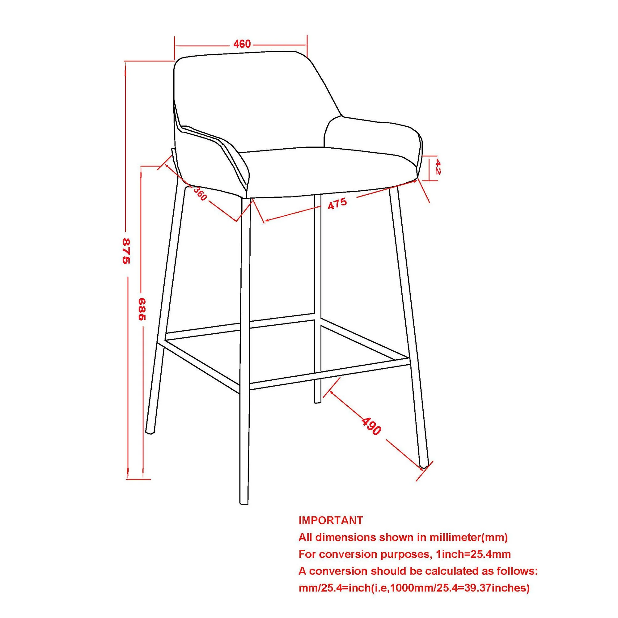 Baily 26" Counter Stool, set of 2, in Saddle and Black - Image 8