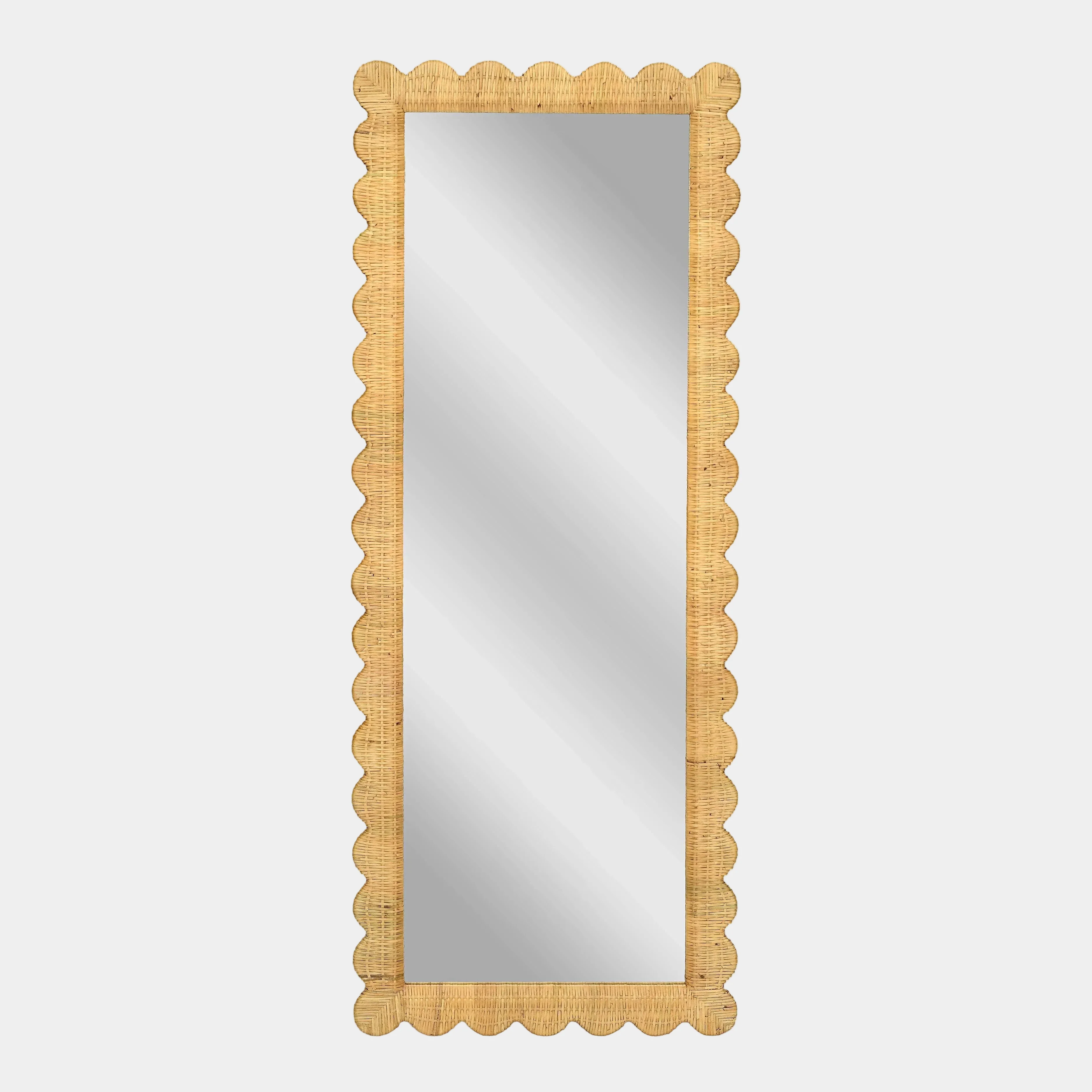 Bama 29.1" x 75" Long Natural Rattan Wall Mirror