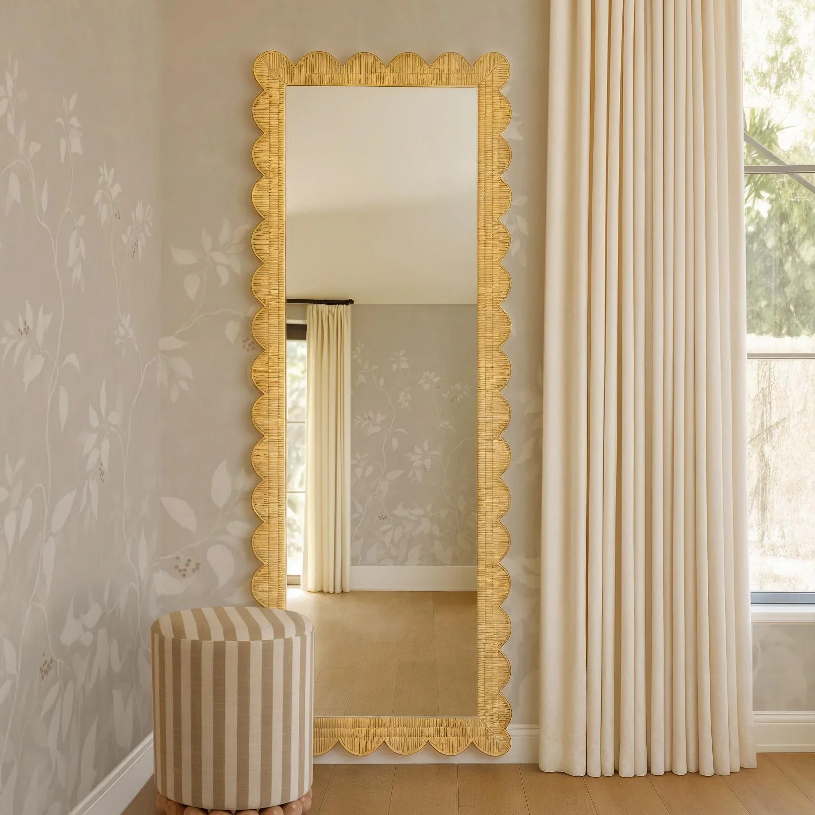 Bama 29.1" x 75" Long Natural Rattan Wall Mirror - Image 2