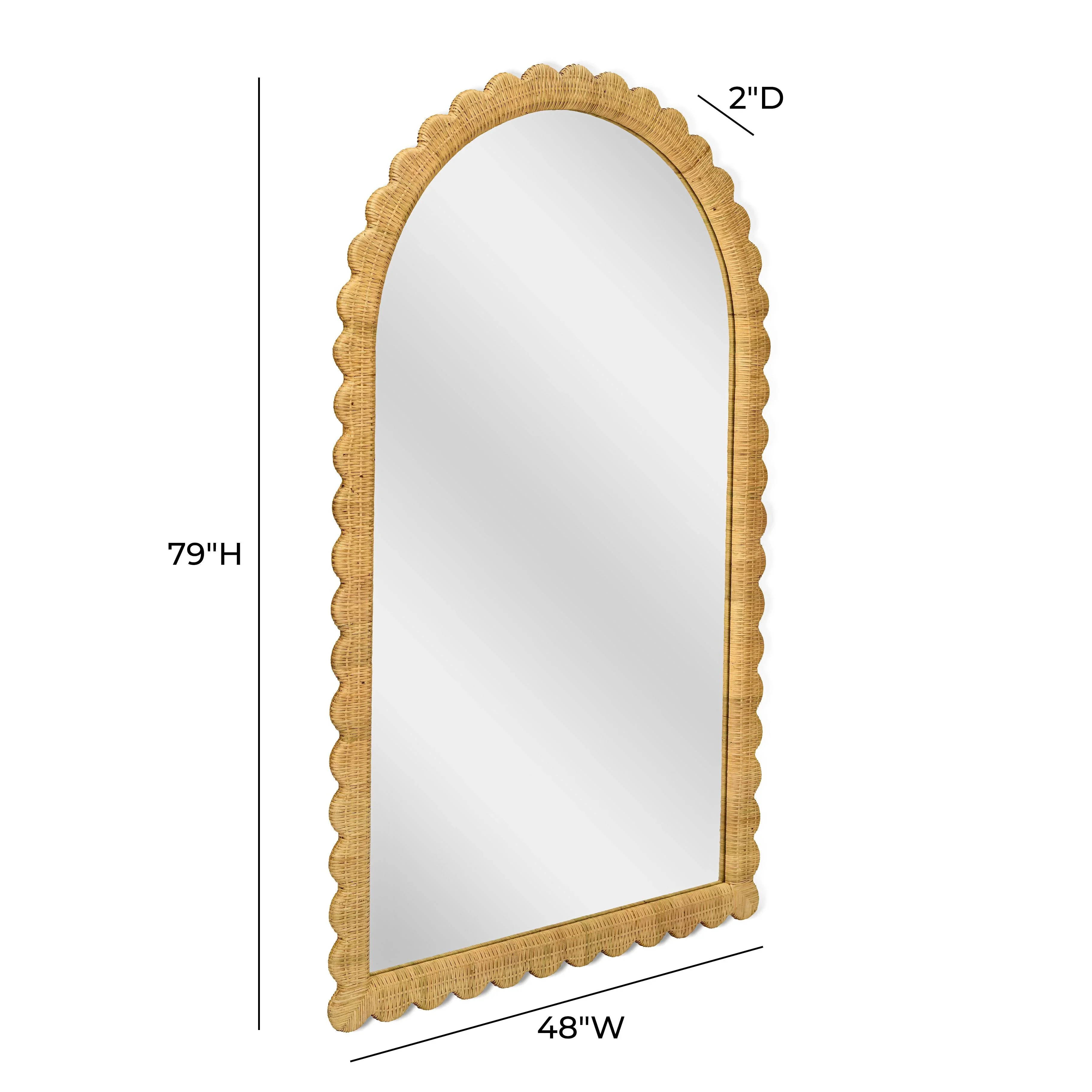 Bama 48" x 79" Jumbo Natural Rattan Arched Wall Mirror - Image 5