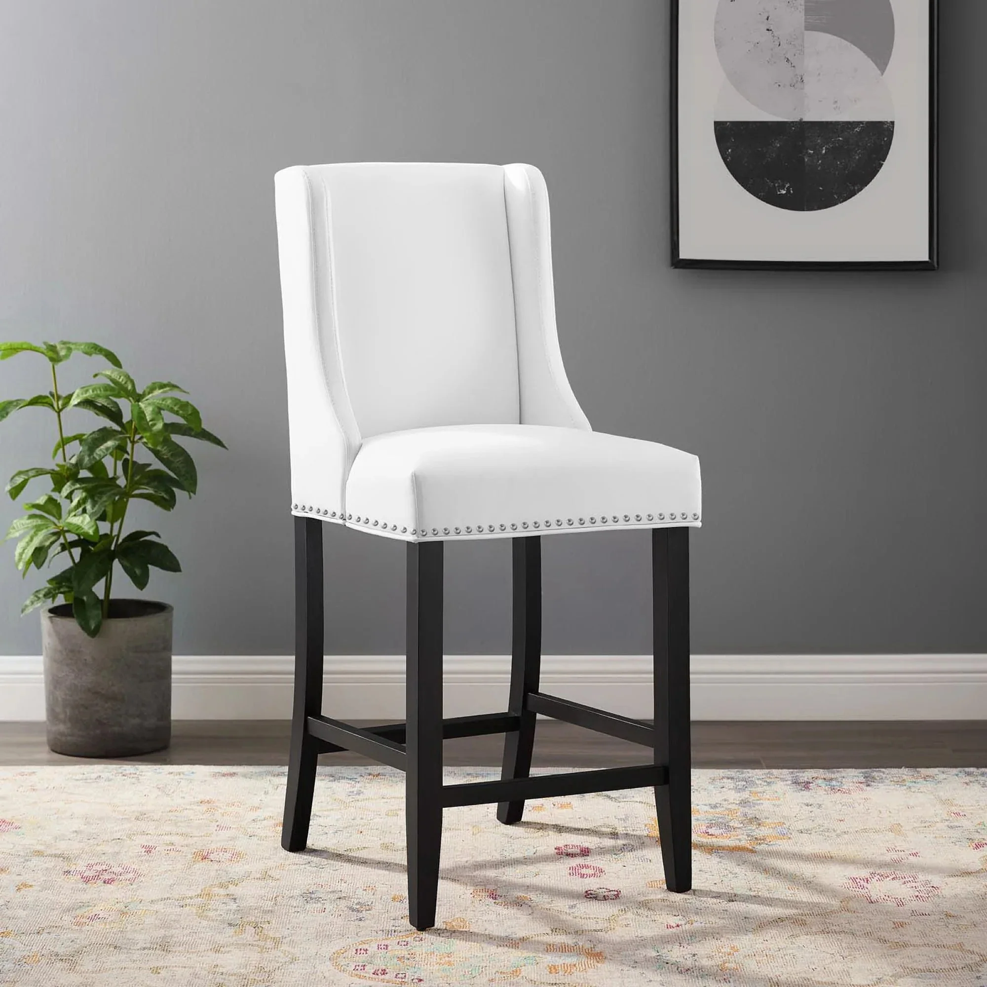Baron Faux Leather Counter Stool in White - Image 2