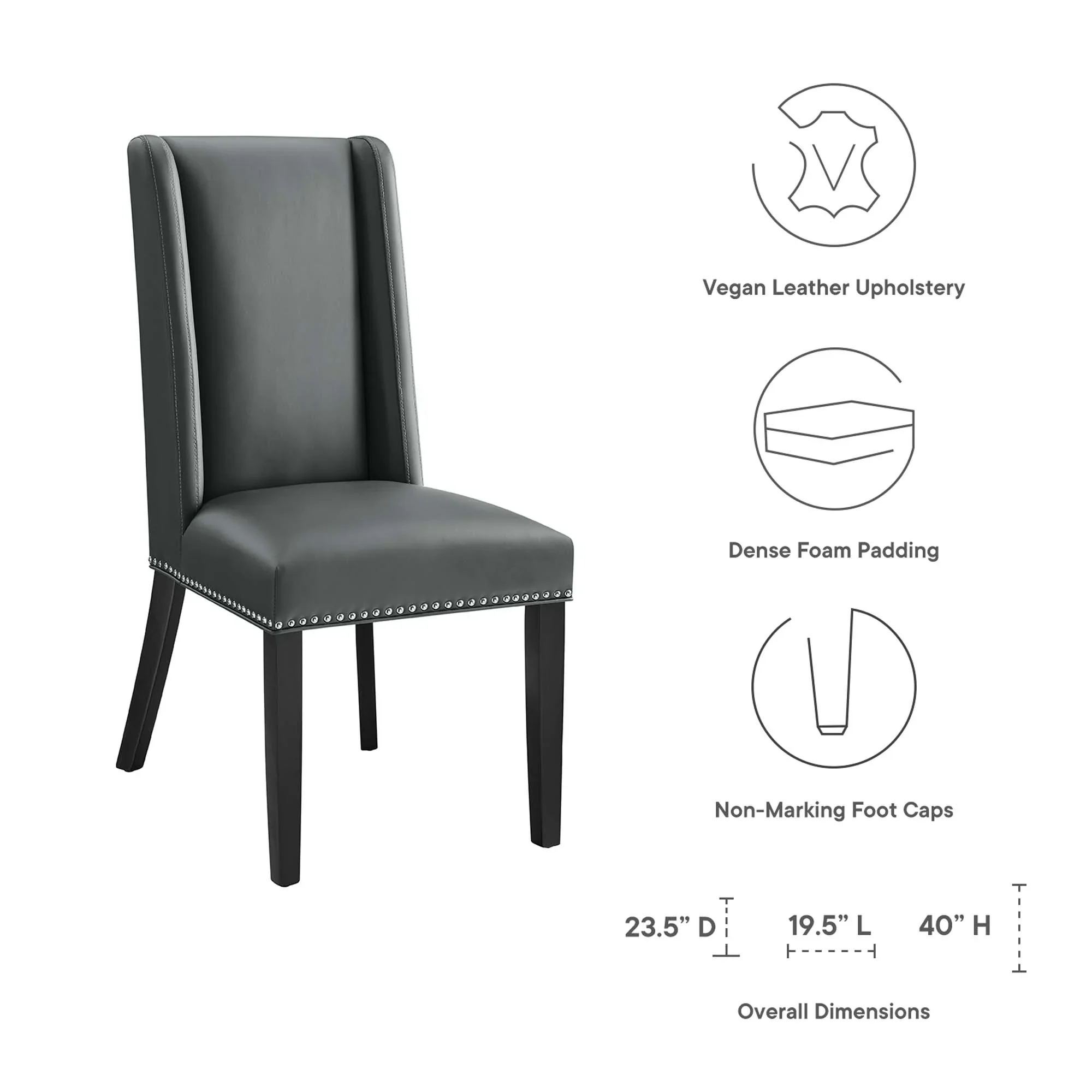 Baron Vinyl Dining Chair Set of 2 in Gray - Image 9