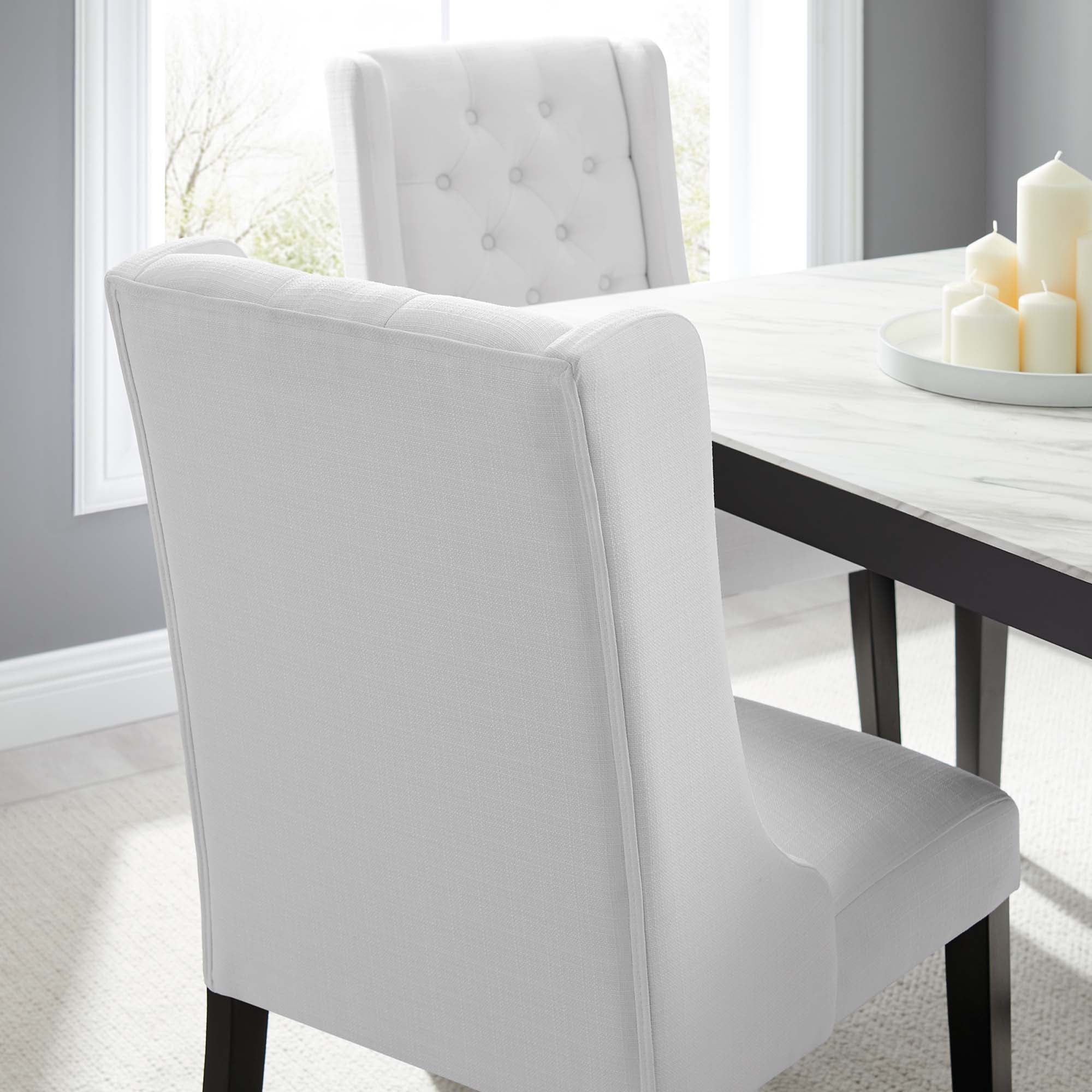 Baronet Button Tufted Fabric Dining Chair - Image 3