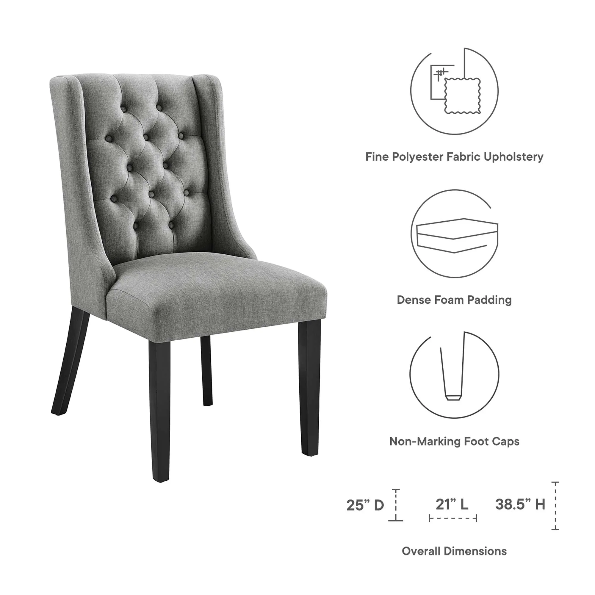 Baronet Button Tufted Fabric Dining Chair - Image 14