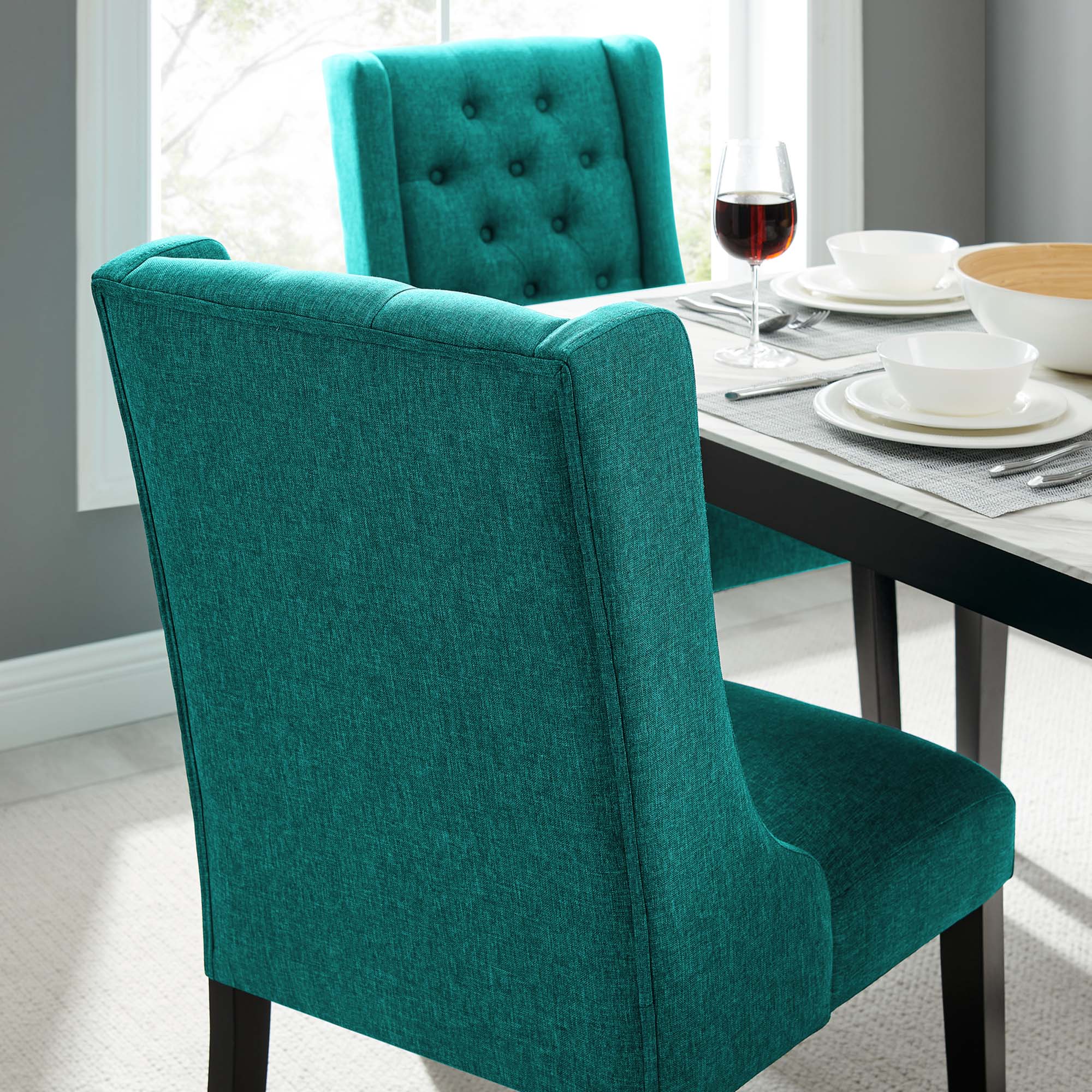 Baronet Button Tufted Fabric Dining Chair - Image 31