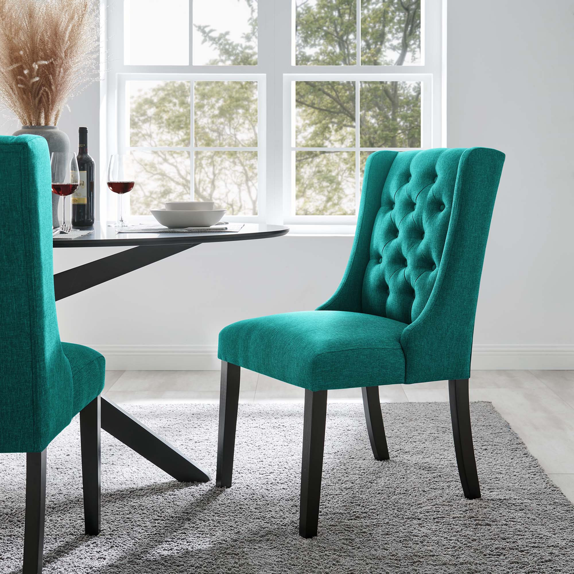 Baronet Button Tufted Fabric Dining Chair - Image 32