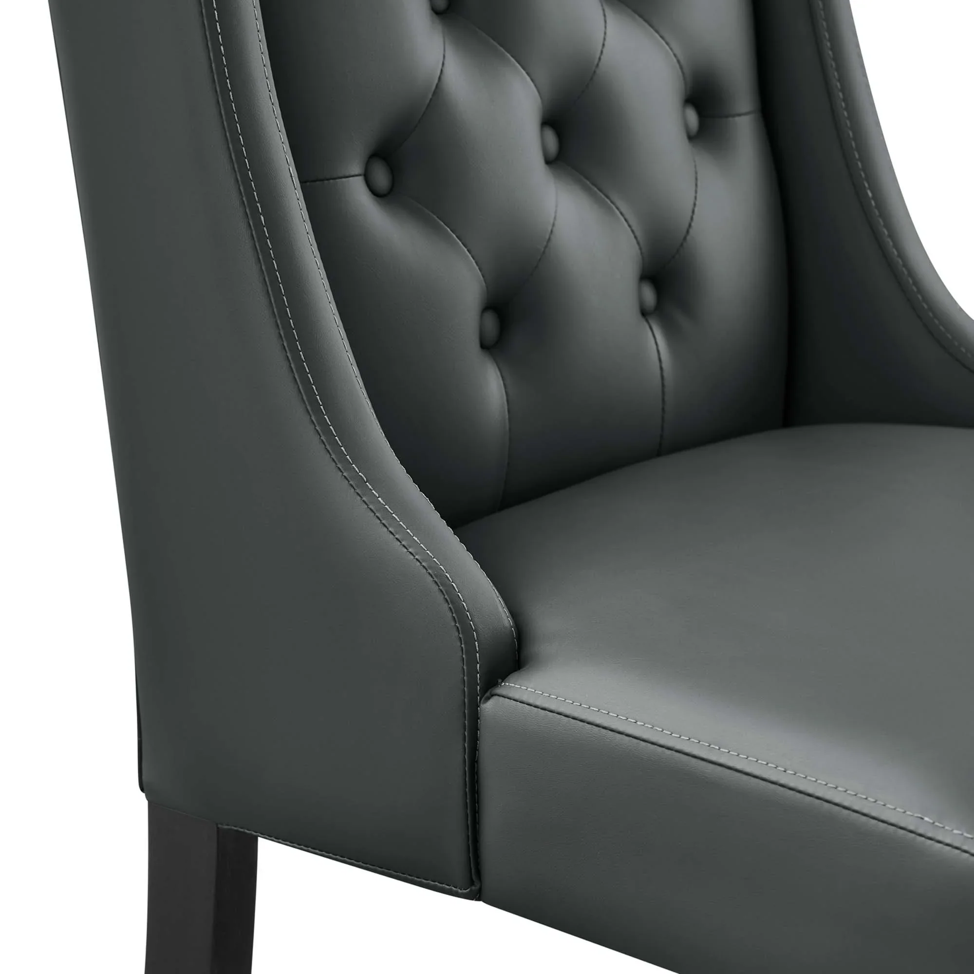 Baronet Button Tufted Vegan Leather Dining Chair - Image 7