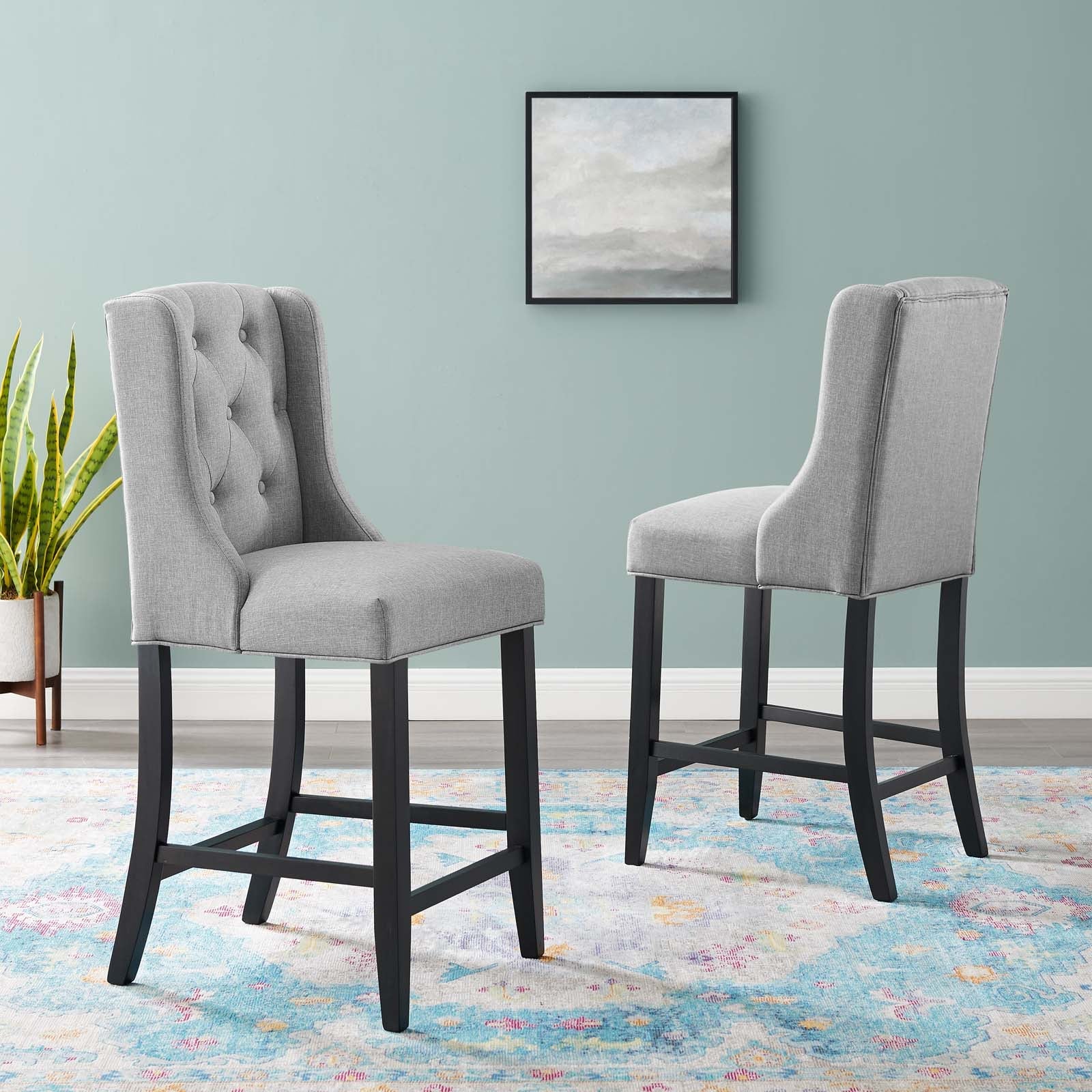 Baronet Upholstered Fabric Counter Bar Stool Set of 2 - Image 16