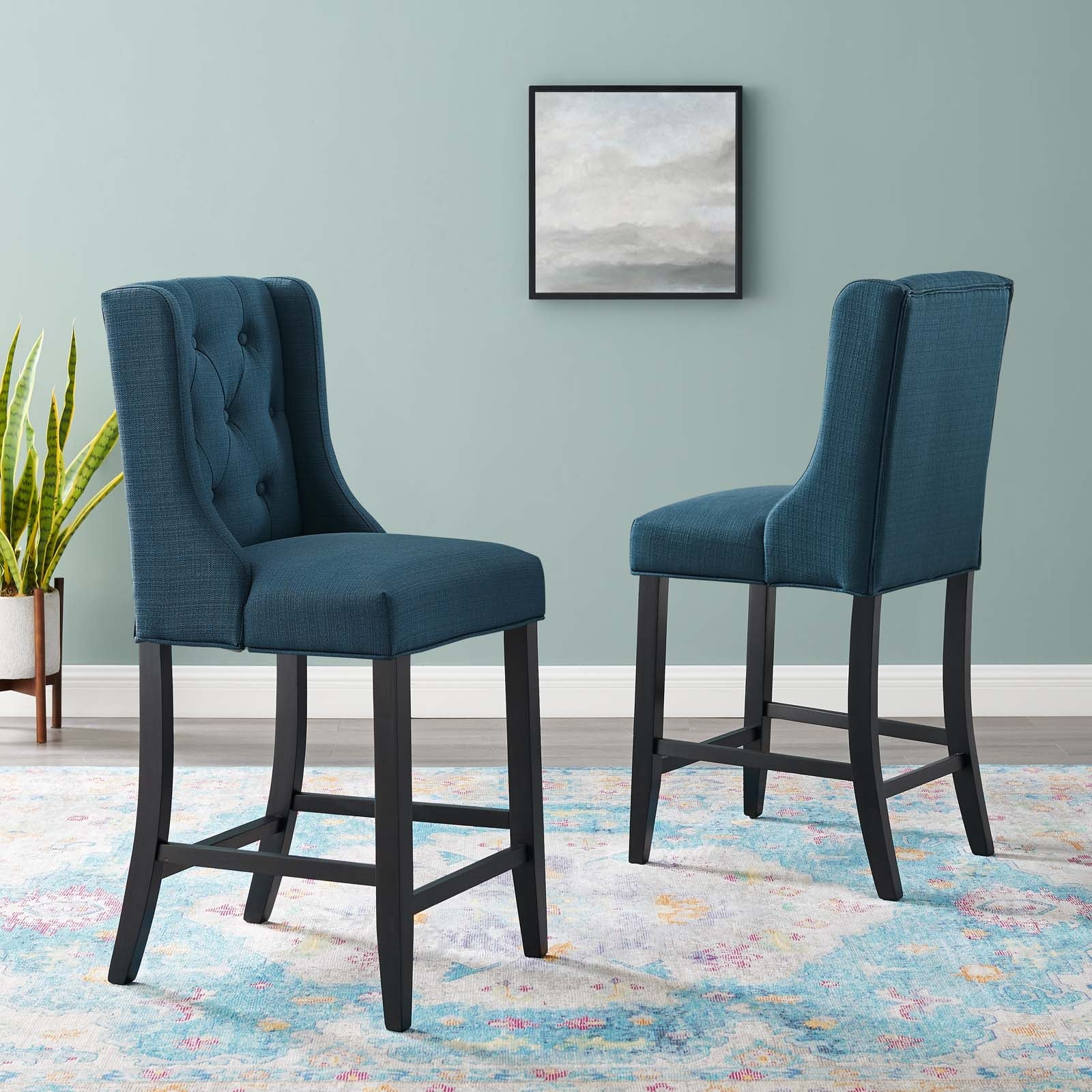 Baronet Upholstered Fabric Counter Bar Stool Set of 2 - Image 2