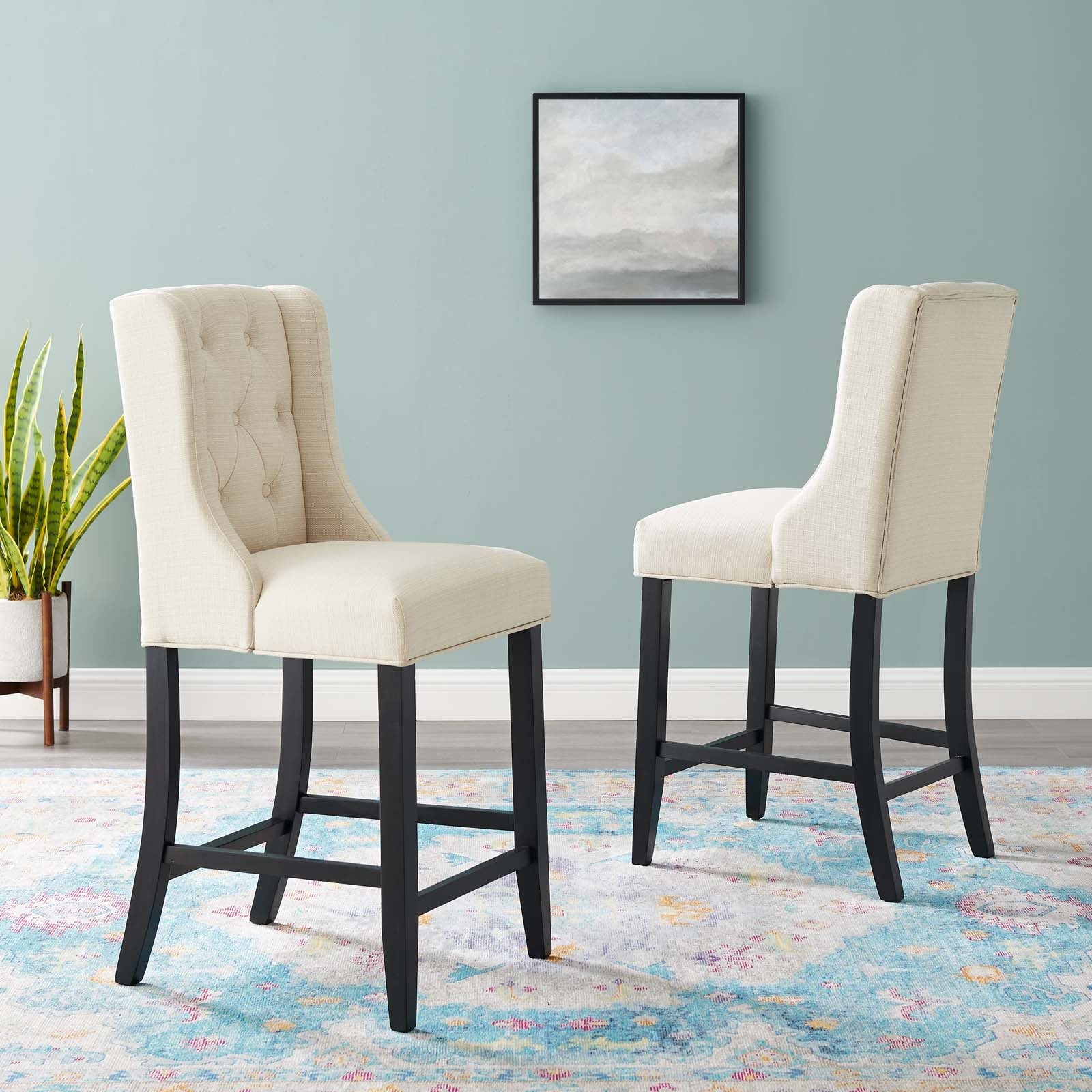 Baronet Upholstered Fabric Counter Bar Stool Set of 2 - Image 23