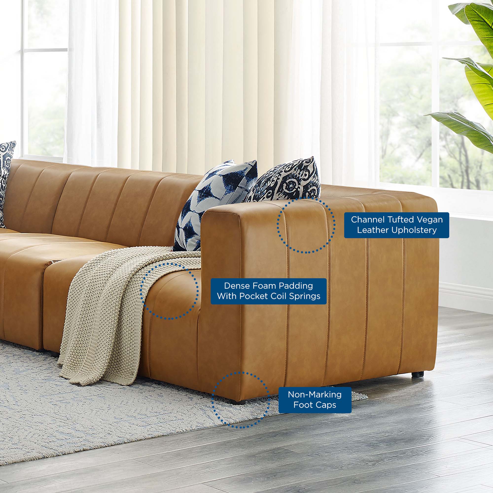 Bartlett Vegan Leather 5-Piece Sectional Sofa - Image 12