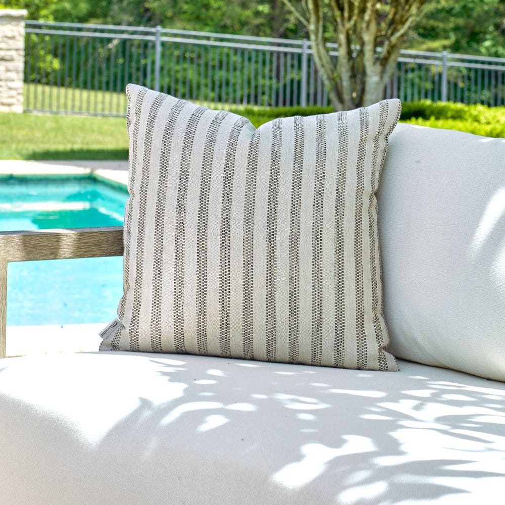 Basket Stripe Outdoor Pillow - Rattan - Image 2
