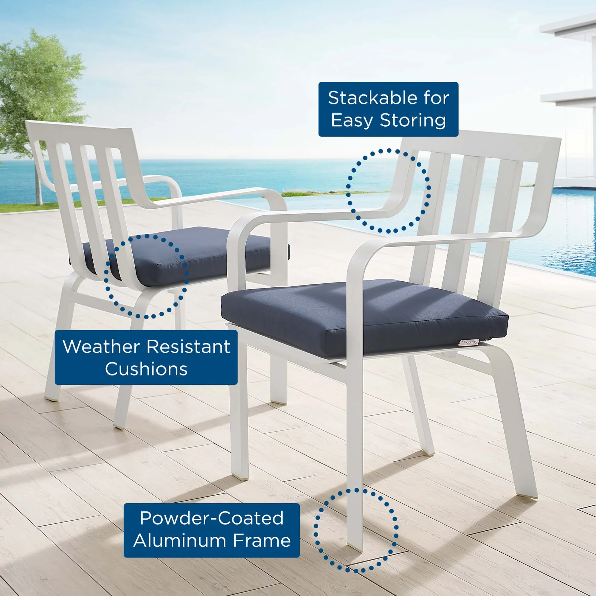 Baxley Outdoor Patio Aluminum Armchair Set of 2 - Image 11