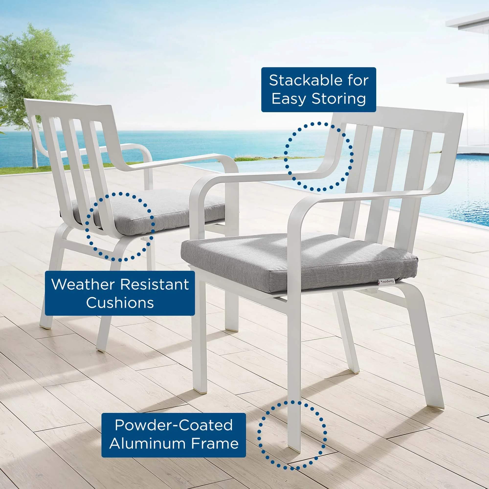 Baxley Outdoor Patio Aluminum Armchair Set of 2 - Image 3