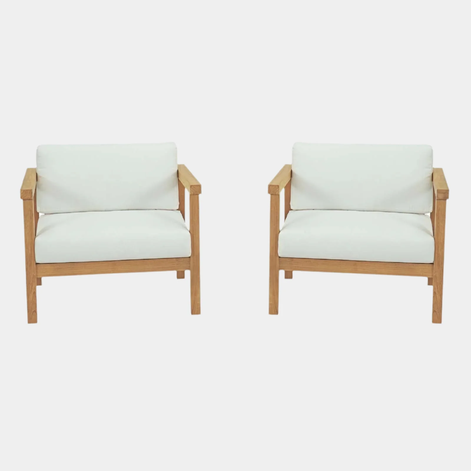Bayport 2 Piece Outdoor Patio Teak Set in Natural White