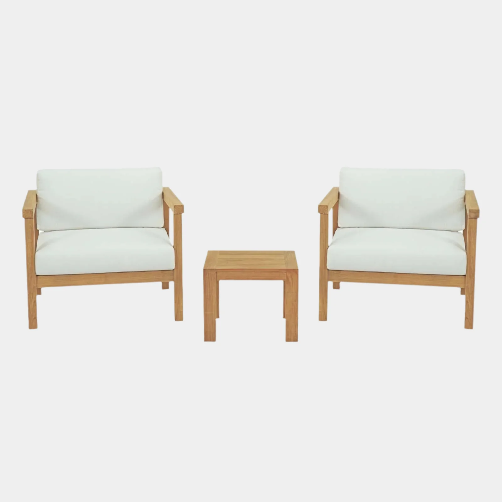 Bayport 3 Piece Outdoor Patio Teak Set in Natural White