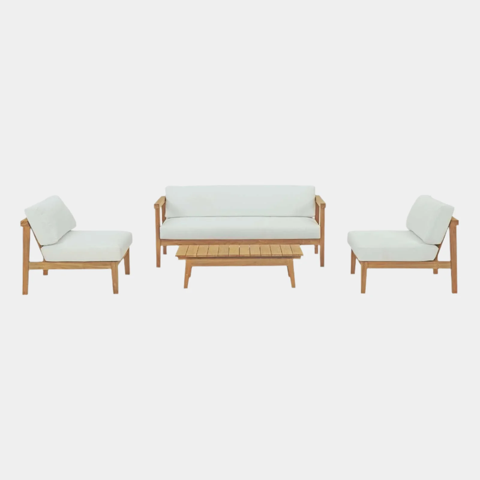Bayport 4 Piece Outdoor Patio Teak Set in Natural White