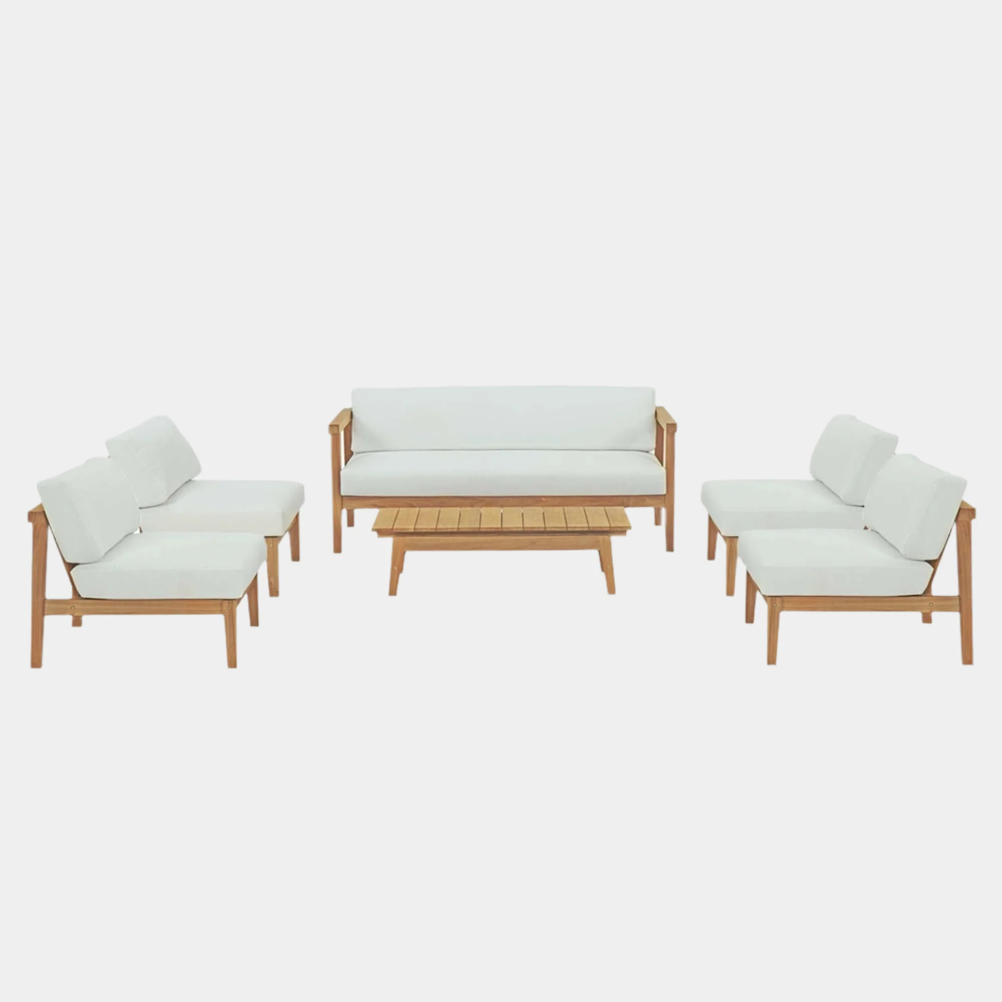 Bayport 6 Piece Outdoor Patio Teak Set in Natural White
