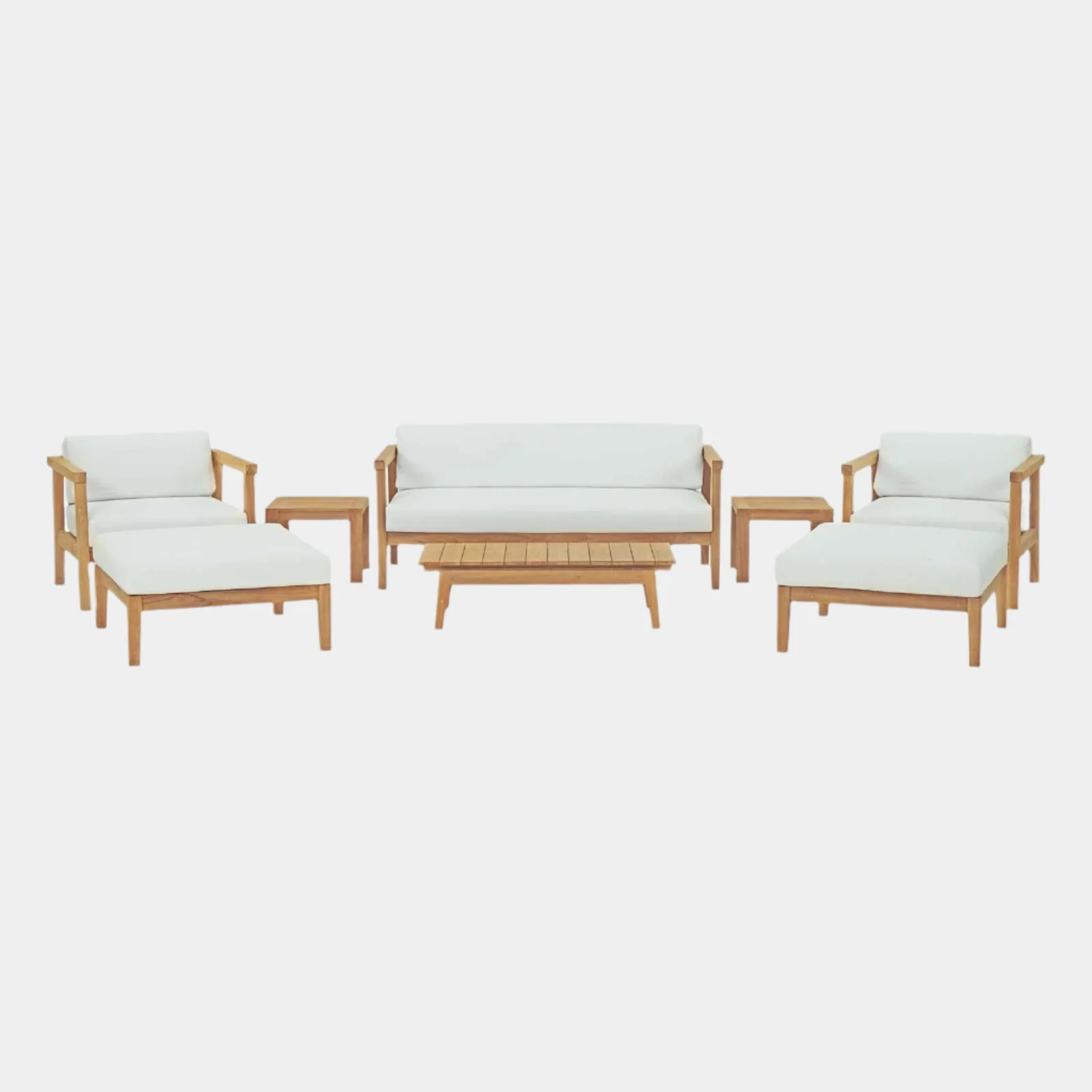 Bayport 8 Piece Outdoor Patio Teak Set in Natural White