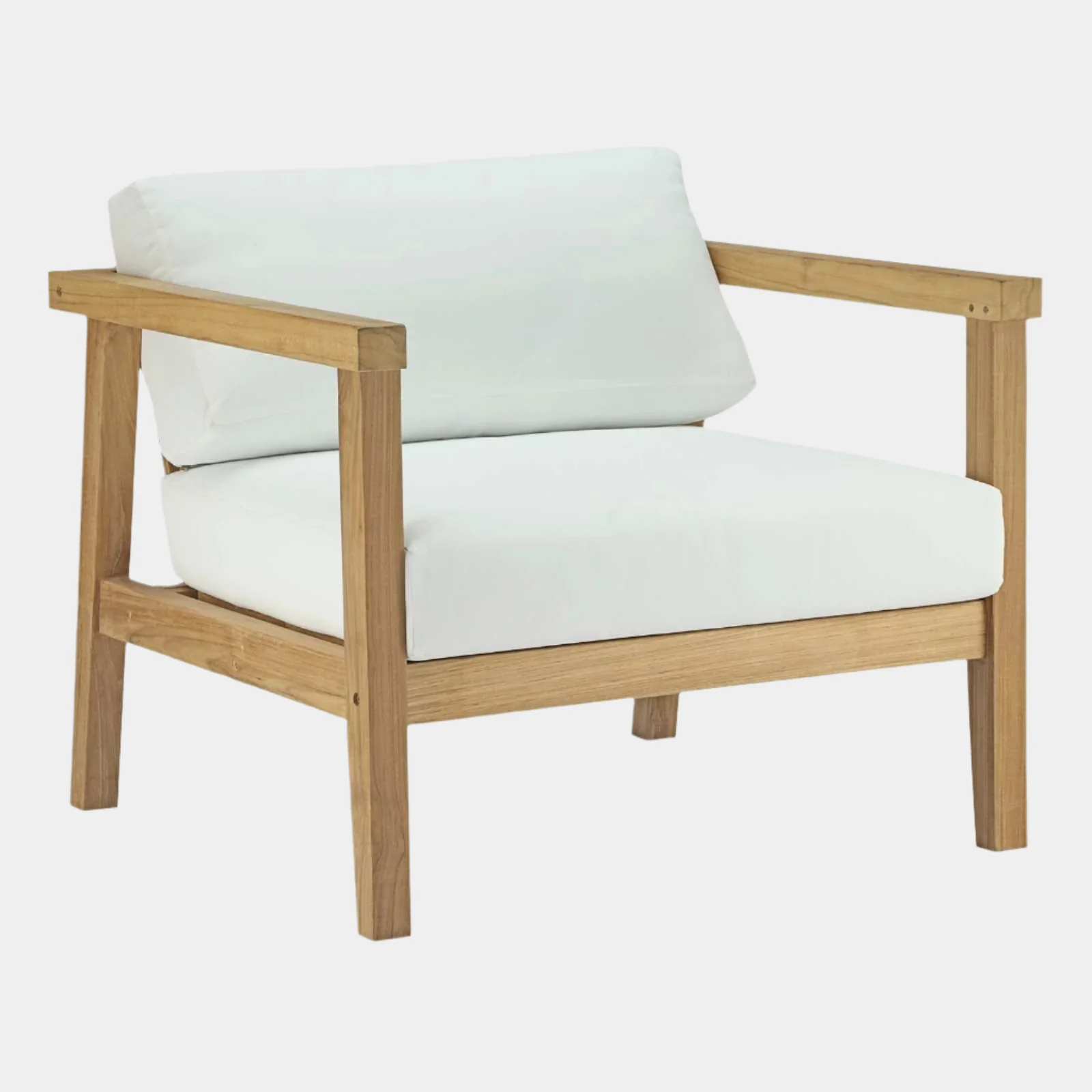 Bayport Outdoor Patio Teak Armchair in Natural White