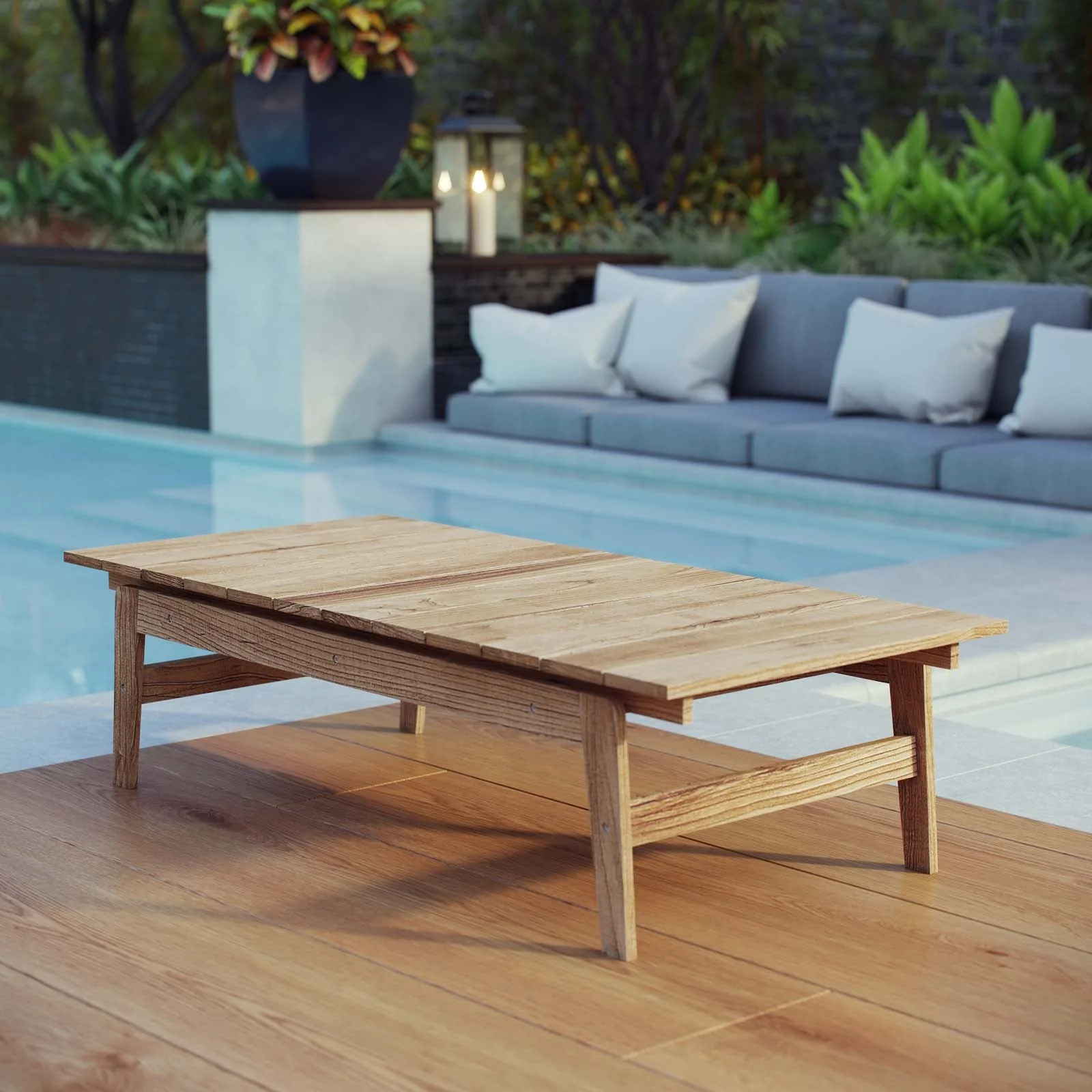 Bayport Outdoor Patio Teak Coffee Table in Natural - Image 2