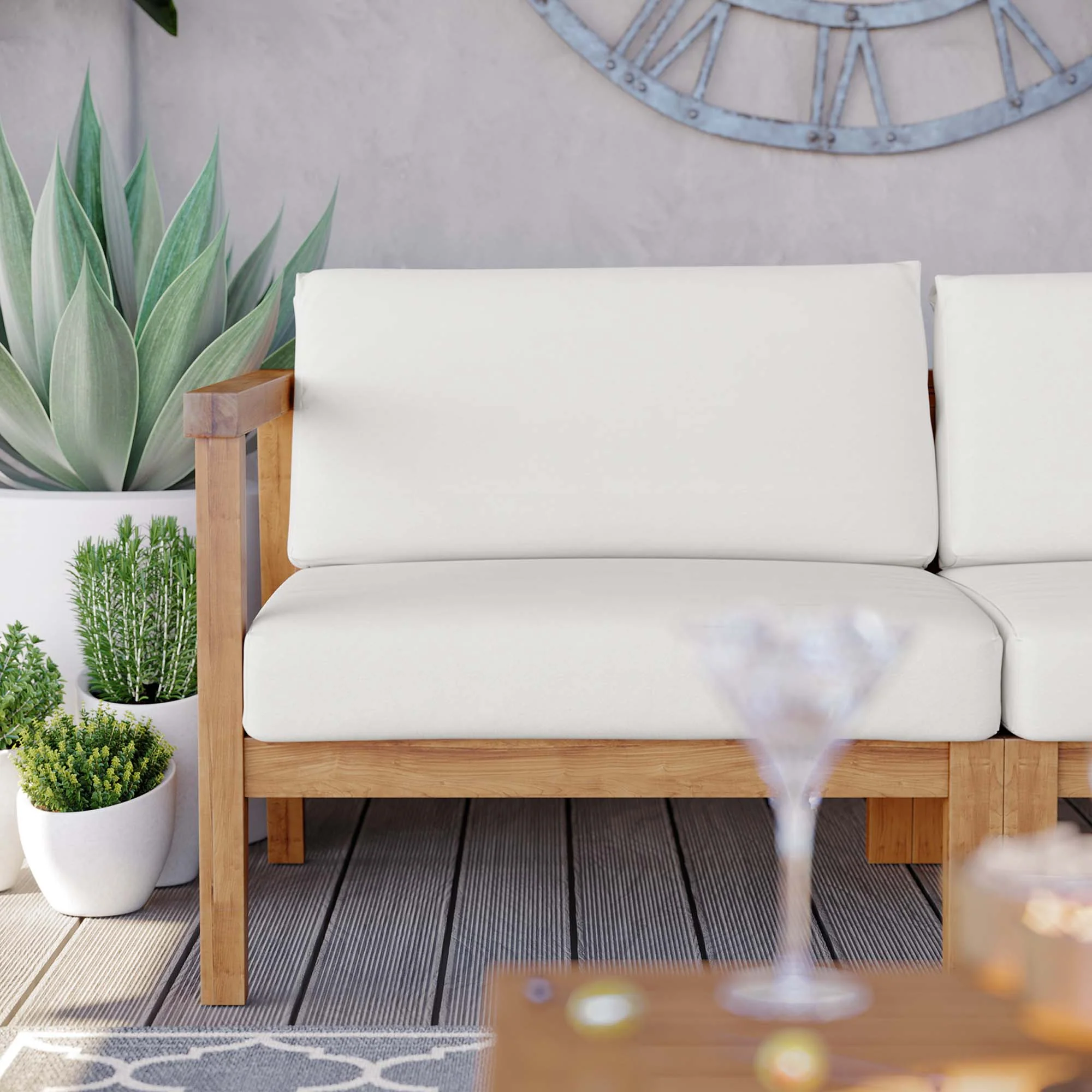 Bayport Outdoor Patio Teak Wood 2-Seater Loveseat - Image 3