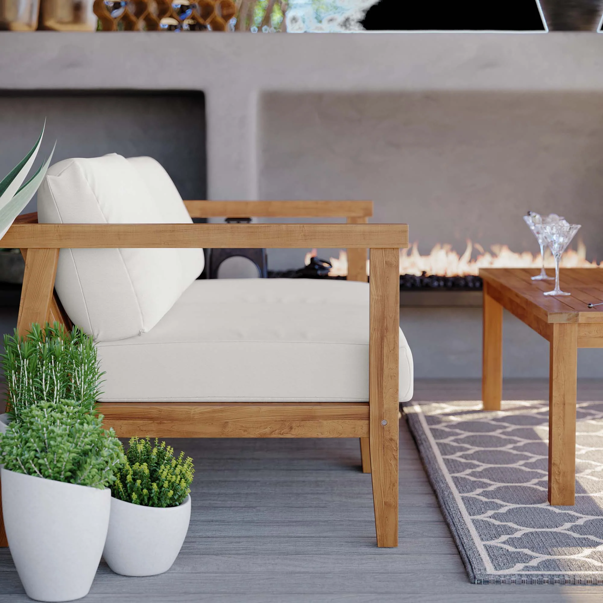Bayport Outdoor Patio Teak Wood 2-Seater Loveseat - Image 4