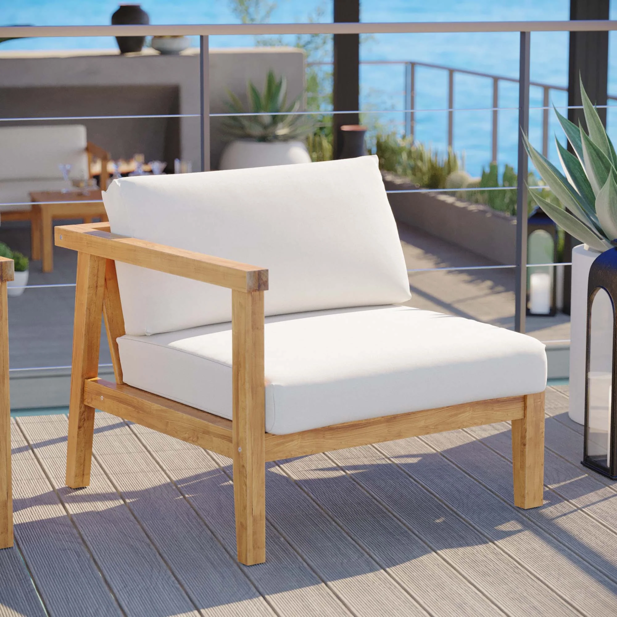 Bayport Outdoor Patio Teak Wood Left-Arm Chair - Image 2
