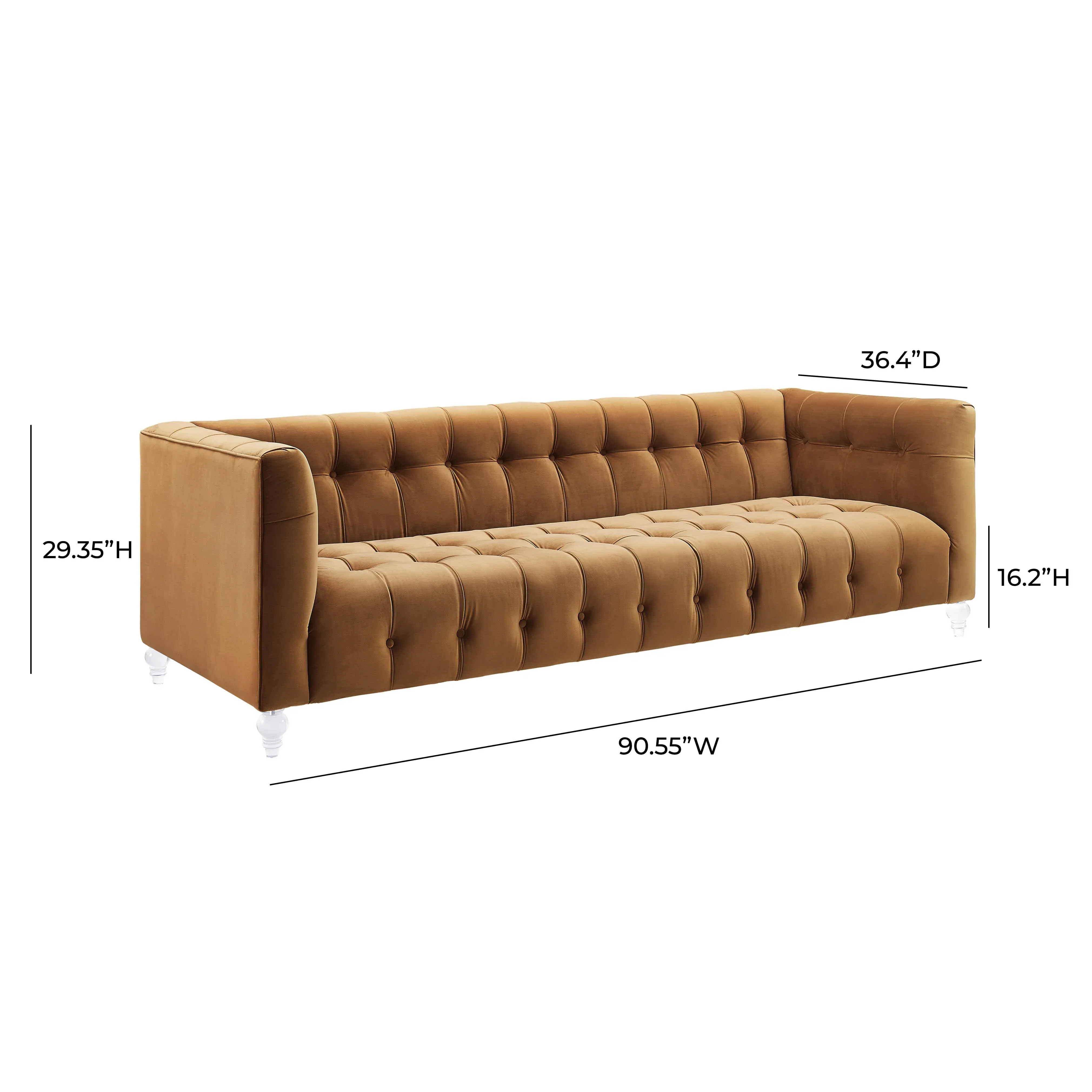 Bea 90.6" Performance Velvet Tufted Sofa - Image 6