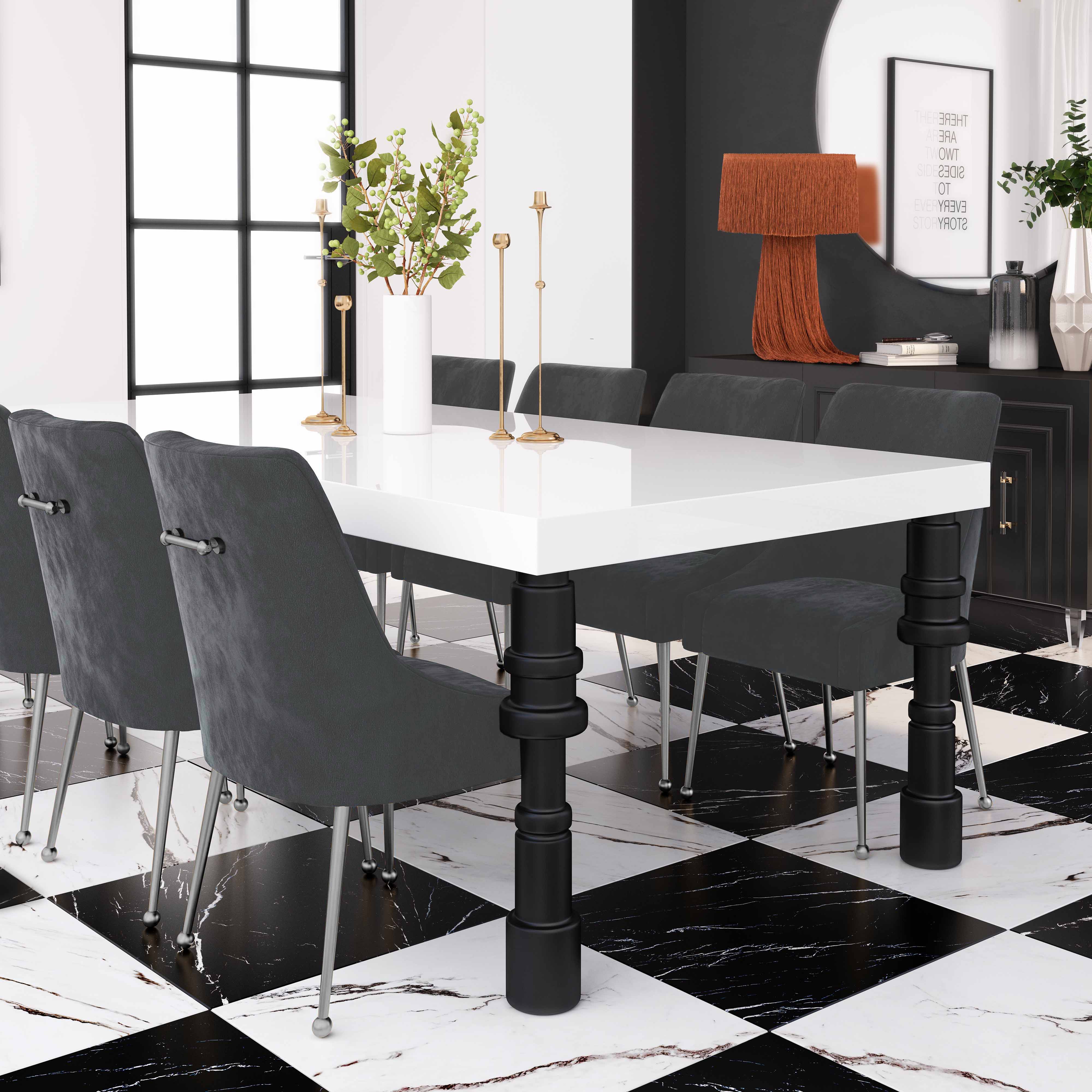 Beatrix Grey Performance Velvet Dining Chair - Silver Legs - Image 2