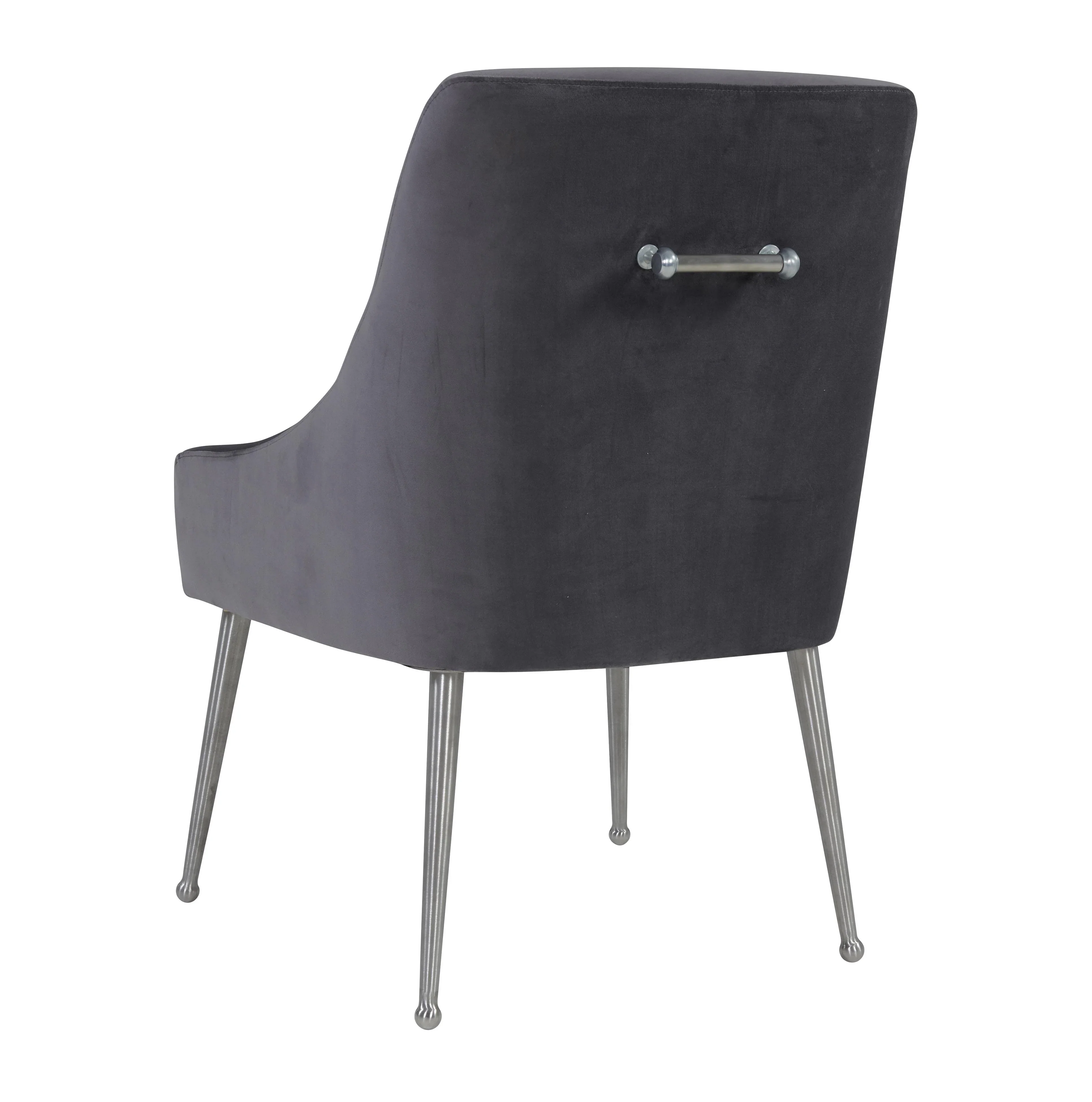Beatrix Grey Performance Velvet Dining Chair - Silver Legs - Image 4