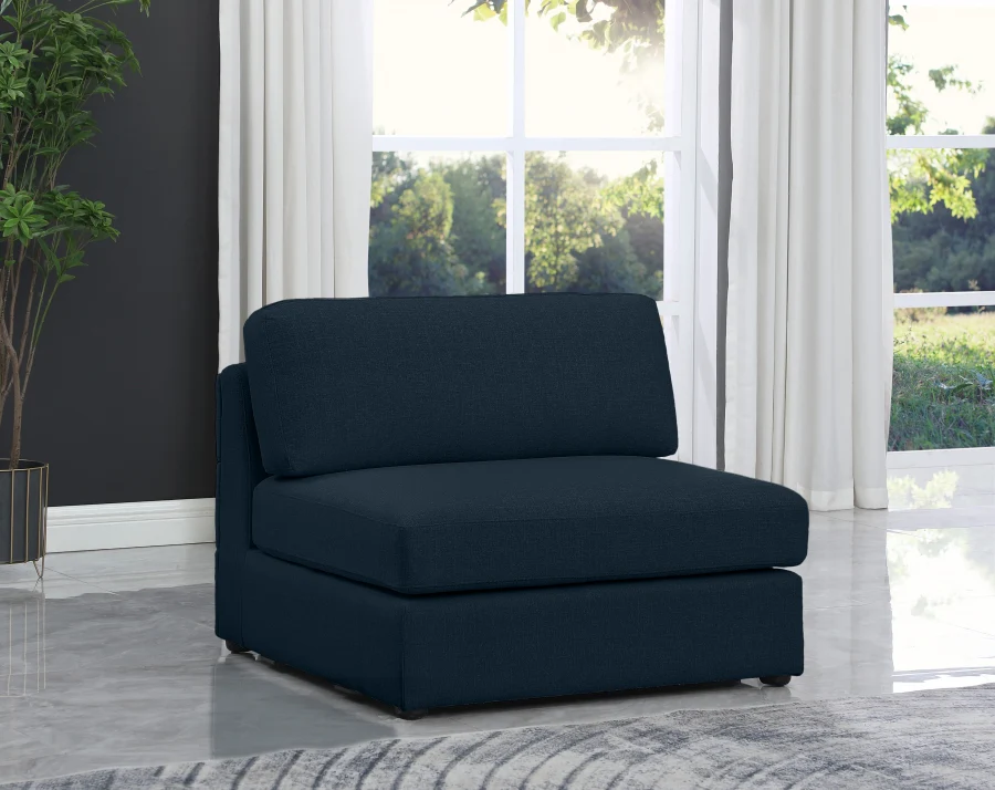 Beckham Linen Textured Fabric Upholstered Armless Modular Chair - Image 10