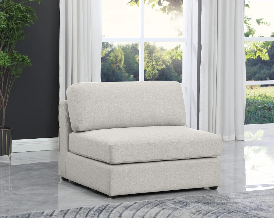 Beckham Linen Textured Fabric Upholstered Armless Modular Chair - Image 18