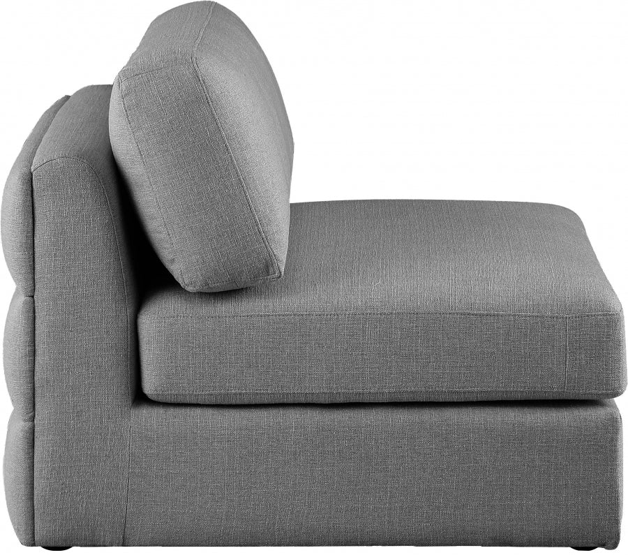 Beckham Linen Textured Fabric Upholstered Armless Modular Chair - Image 4