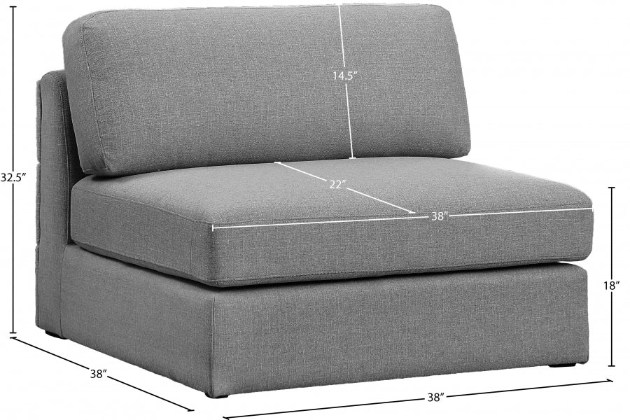Beckham Linen Textured Fabric Upholstered Armless Modular Chair - Image 7