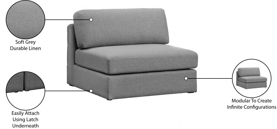 Beckham Linen Textured Fabric Upholstered Armless Modular Chair - Image 8