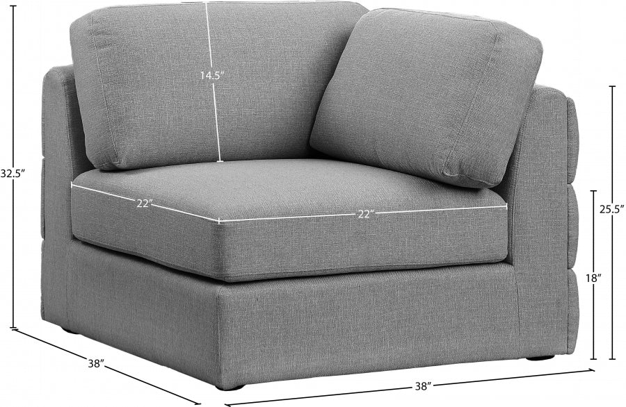 Beckham Linen Textured Fabric Upholstered Corner Modular Chair - Image 7