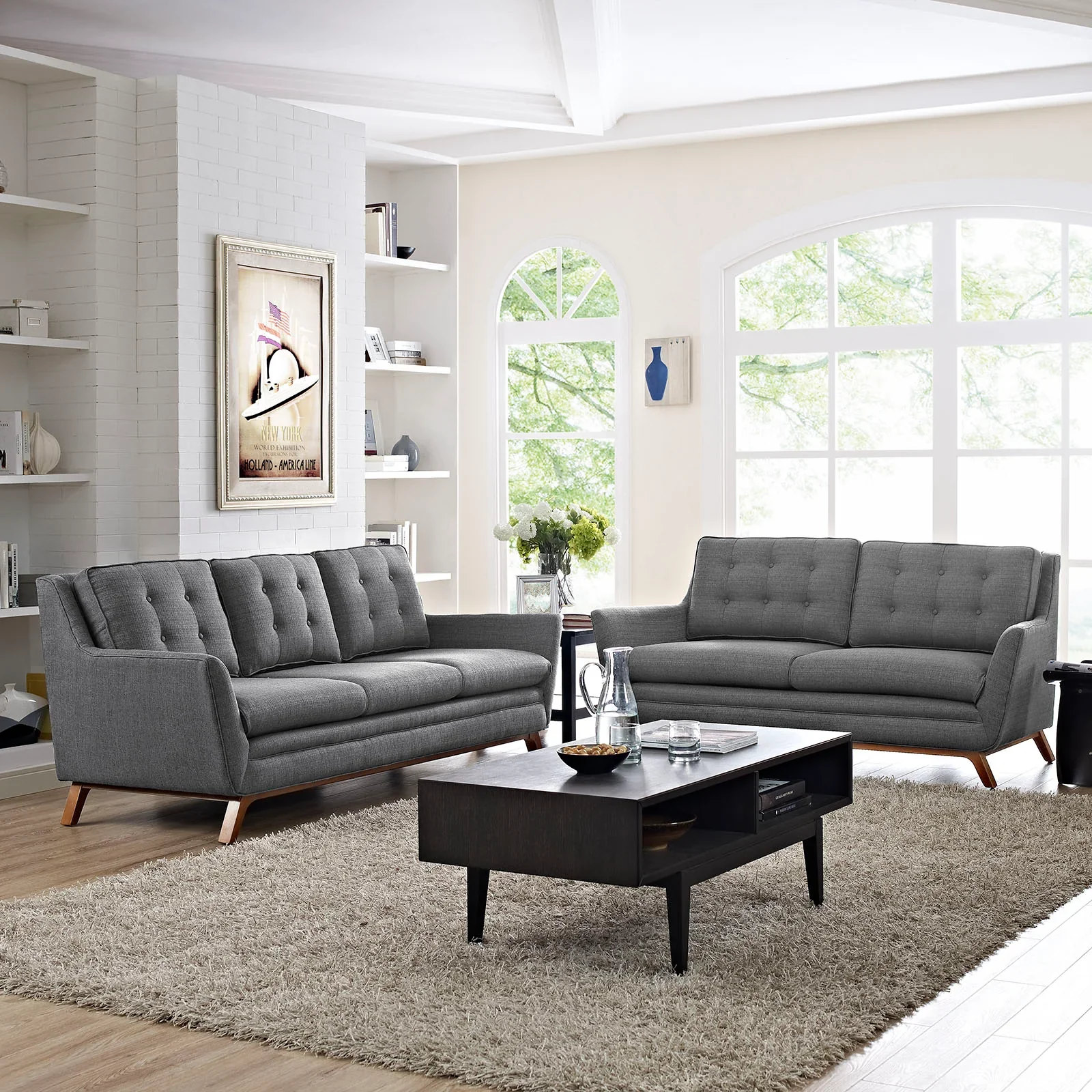 Beguile Living Room Set Upholstered Fabric Set of 2 - Image 2