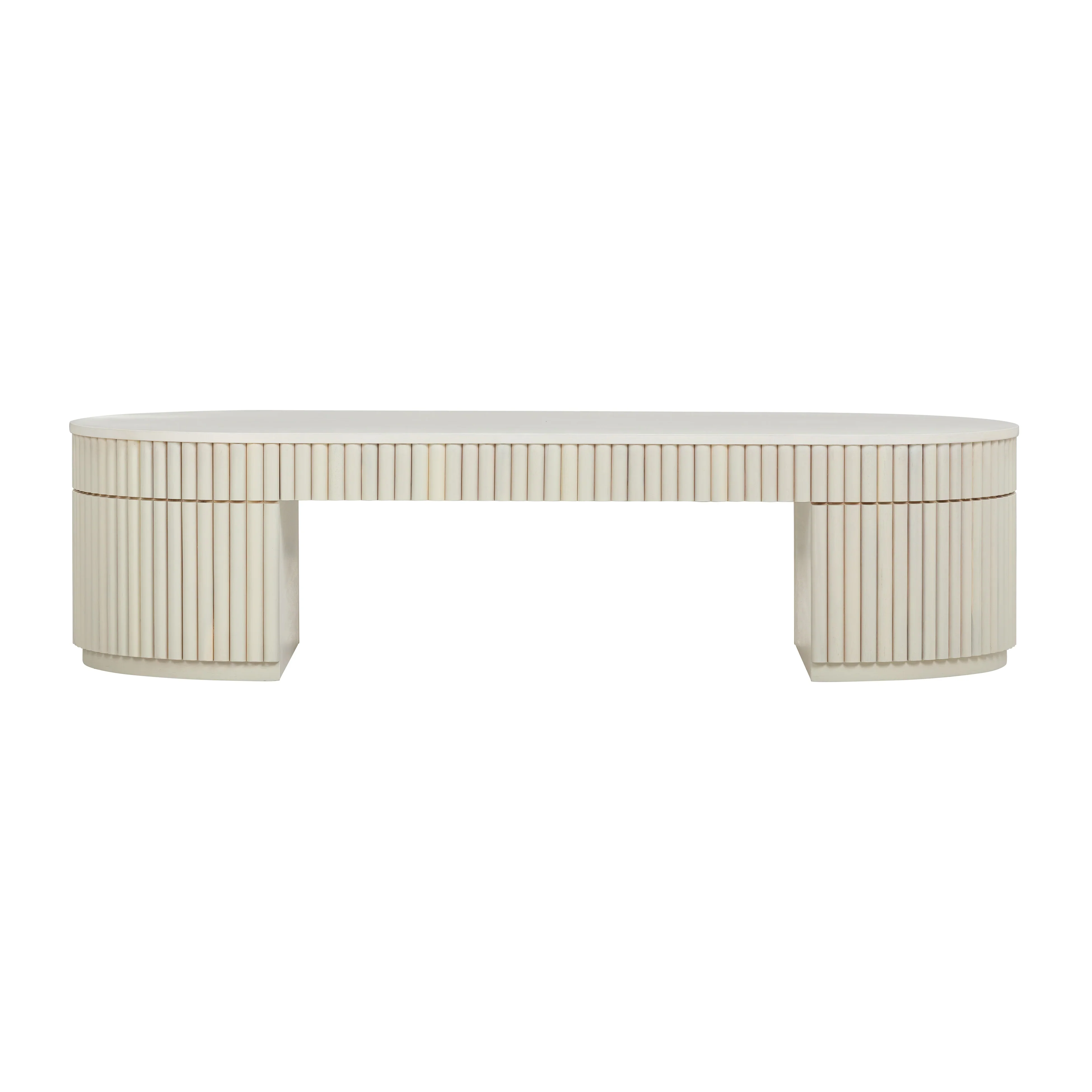 Bella 48" Cream Oval Coffee Table - Image 3