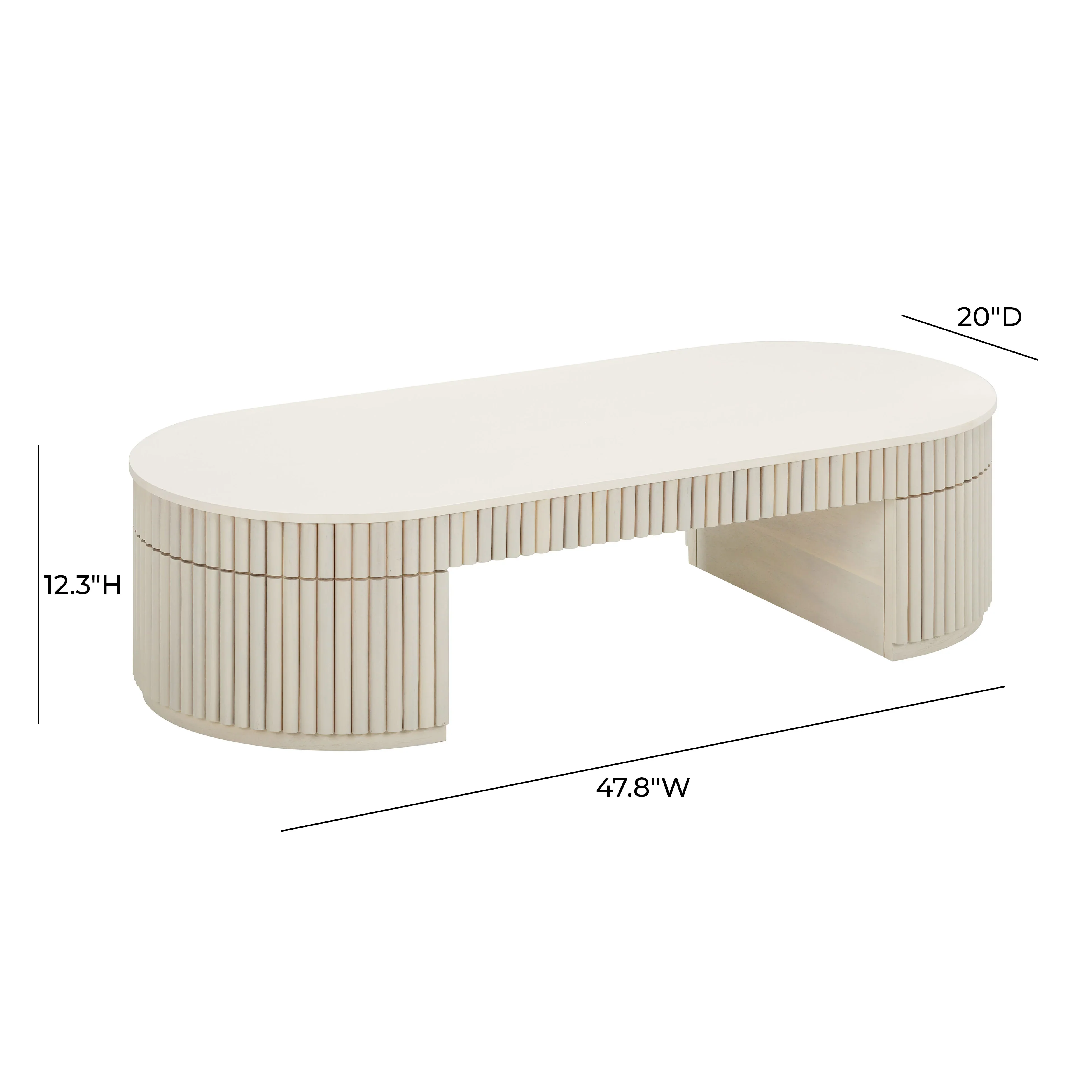 Bella 48" Cream Oval Coffee Table - Image 8