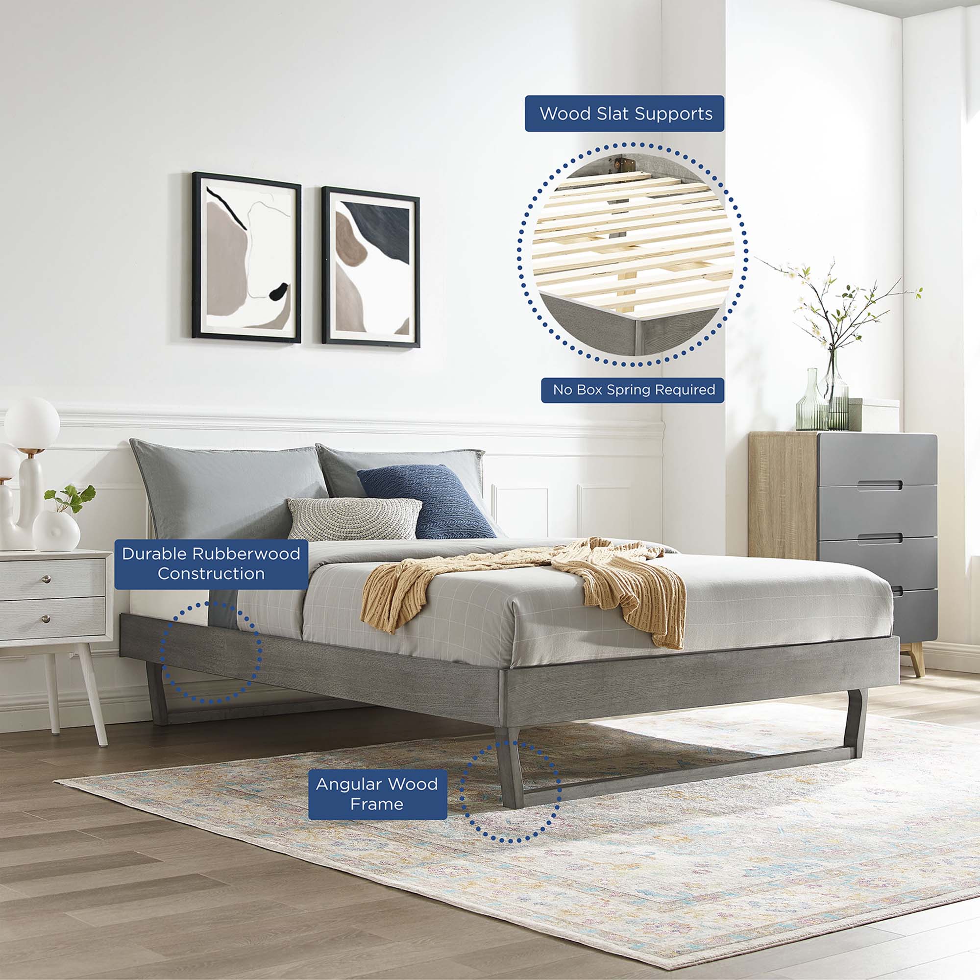 Billie Wood Platform Bed Frame - Image 6
