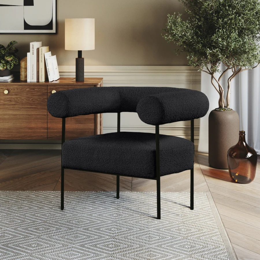 Blake Boucle Fabric Upholstered Accent Chair - Image 2