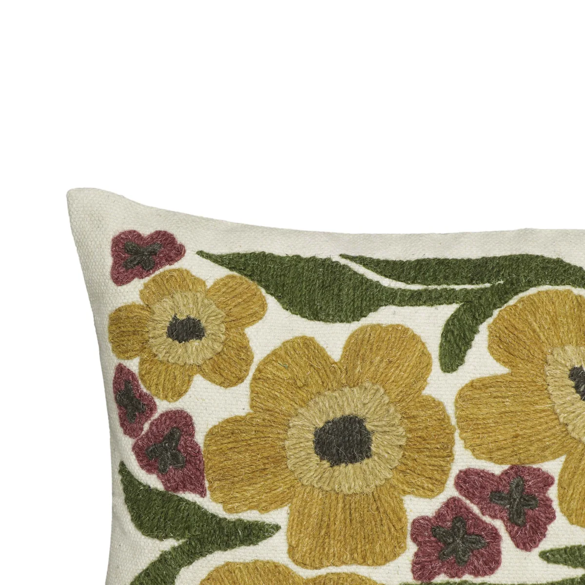 Blossom Embroidered Daisy Wool 24" x 16" Accent Cushion - Image 4