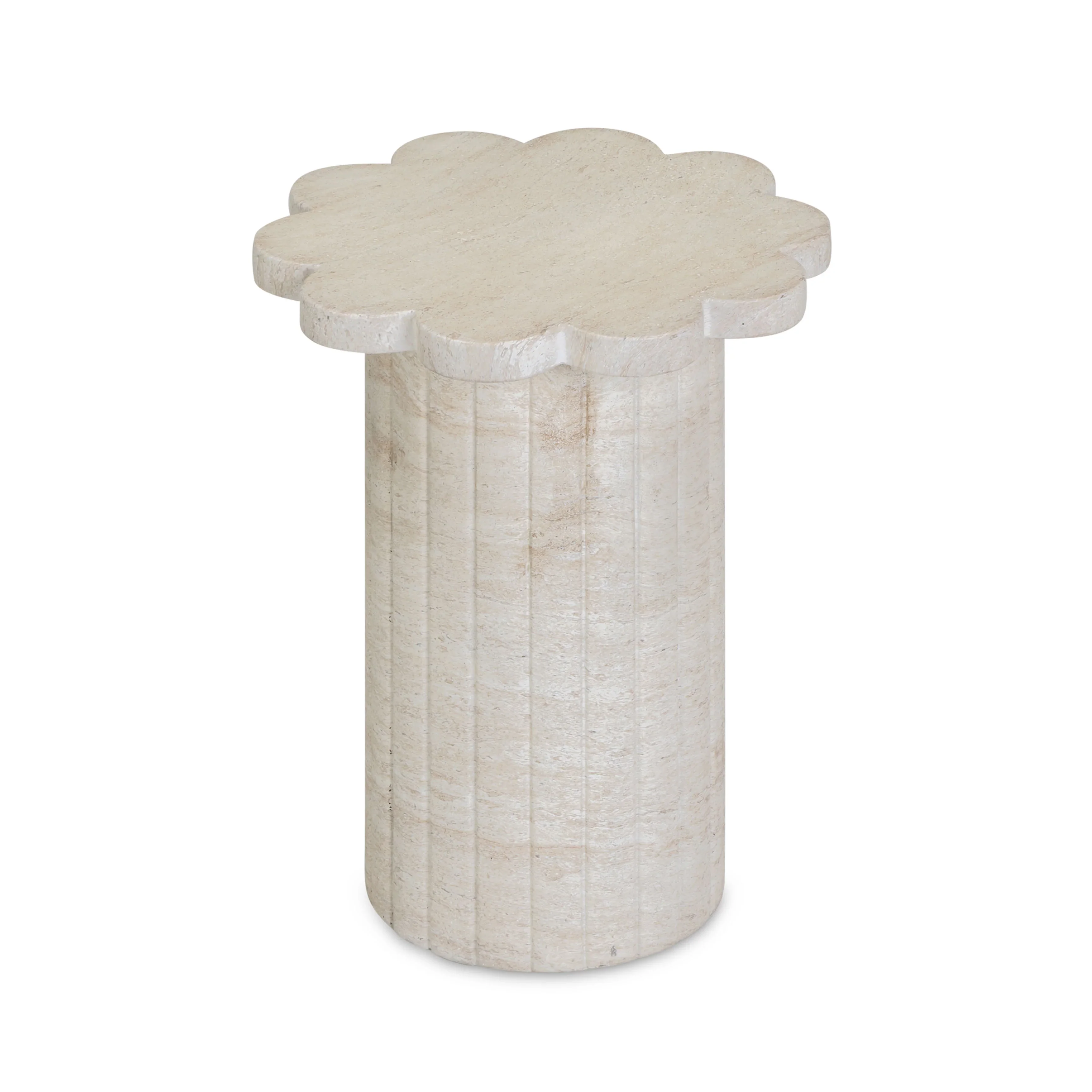 Blossom Faux Travertine Indoor/Outdoor Concrete Side Table - Image 3