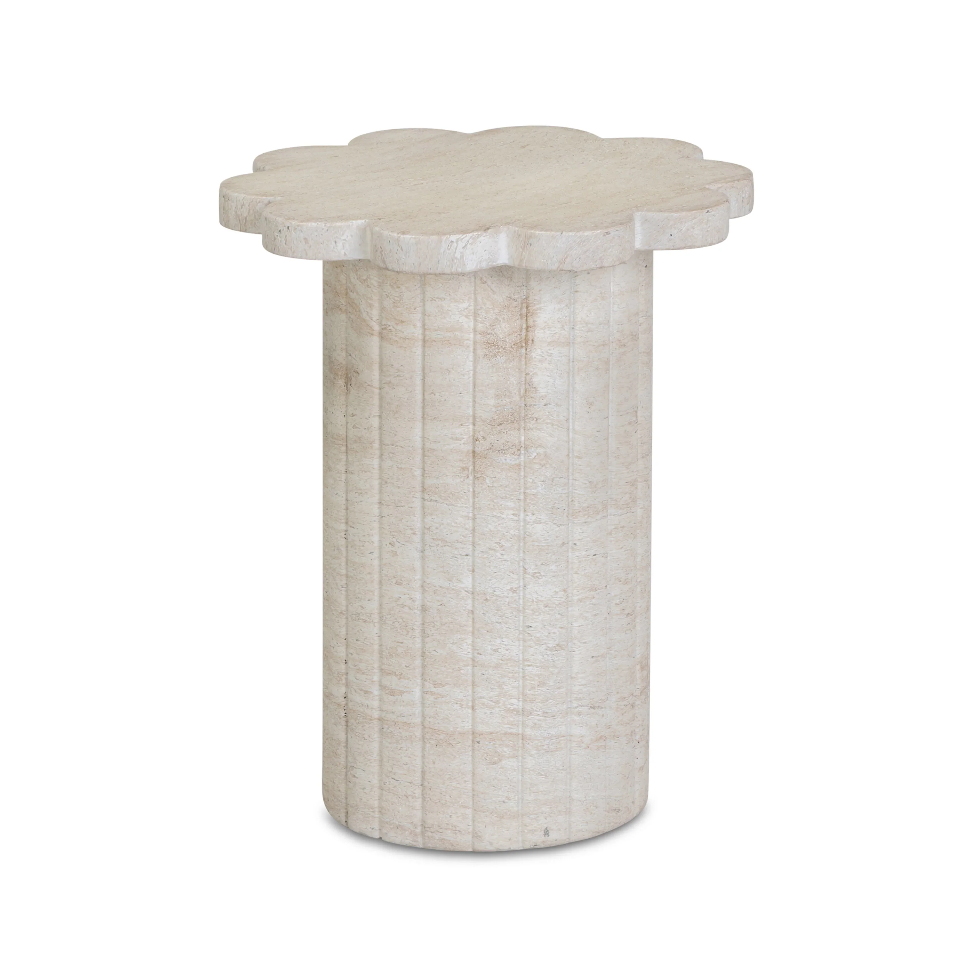 Blossom Faux Travertine Indoor/Outdoor Concrete Side Table - Image 4
