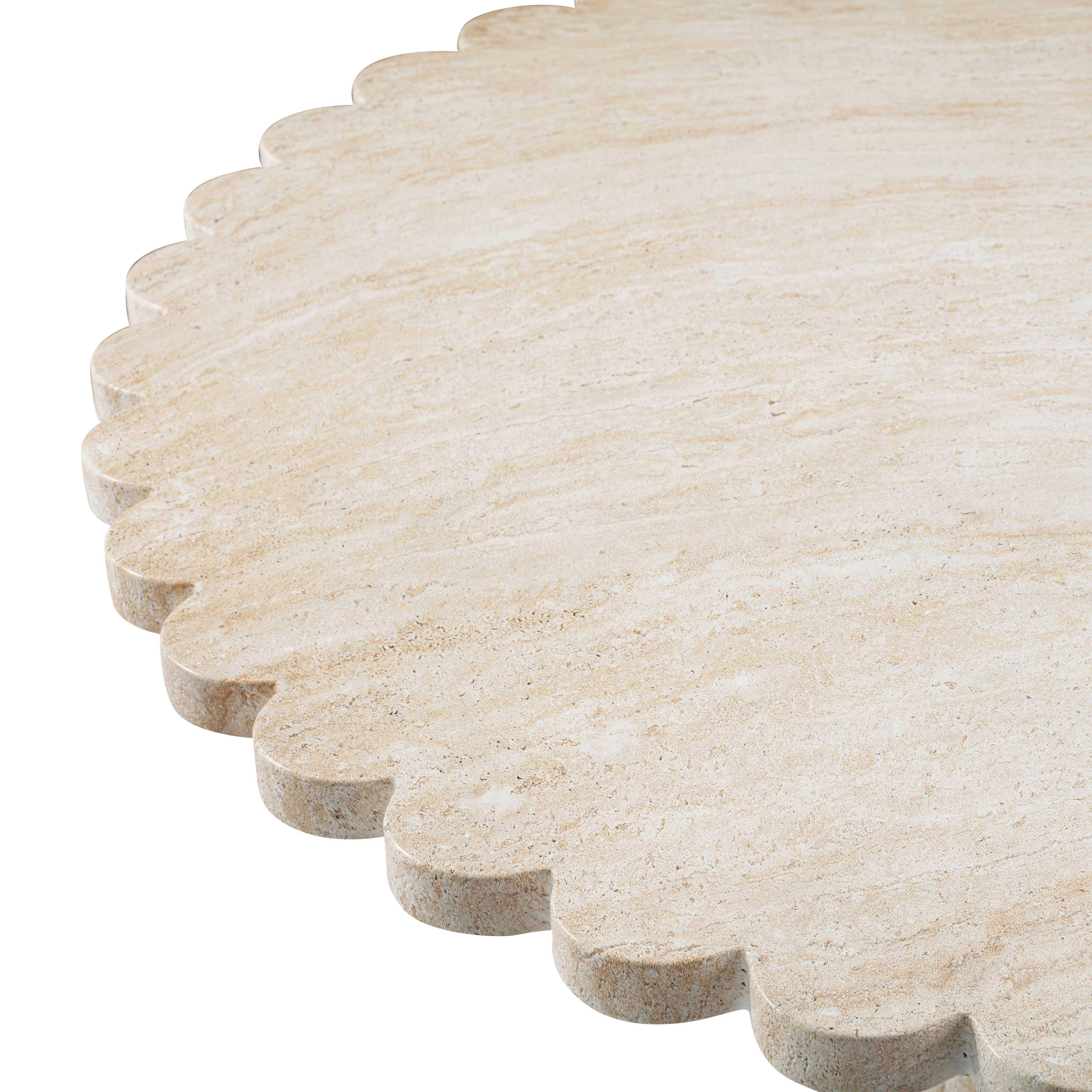 Blossom 54" Washed Faux Travertine Finish Indoor/Outdoor Round Dining Table - Image 6